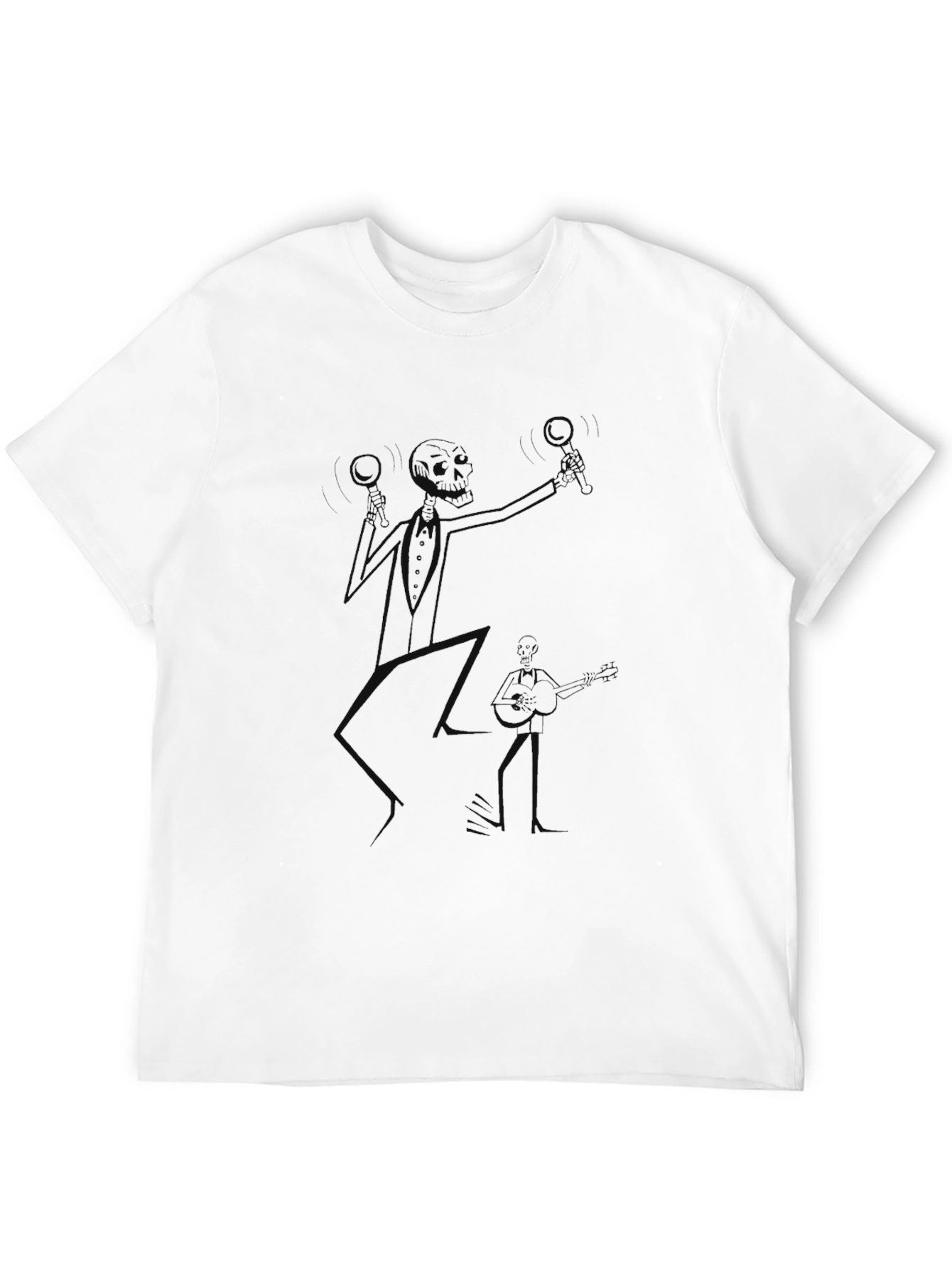 Black Men's Black Graphic Tee - Juggling Skeleton Design view 12
