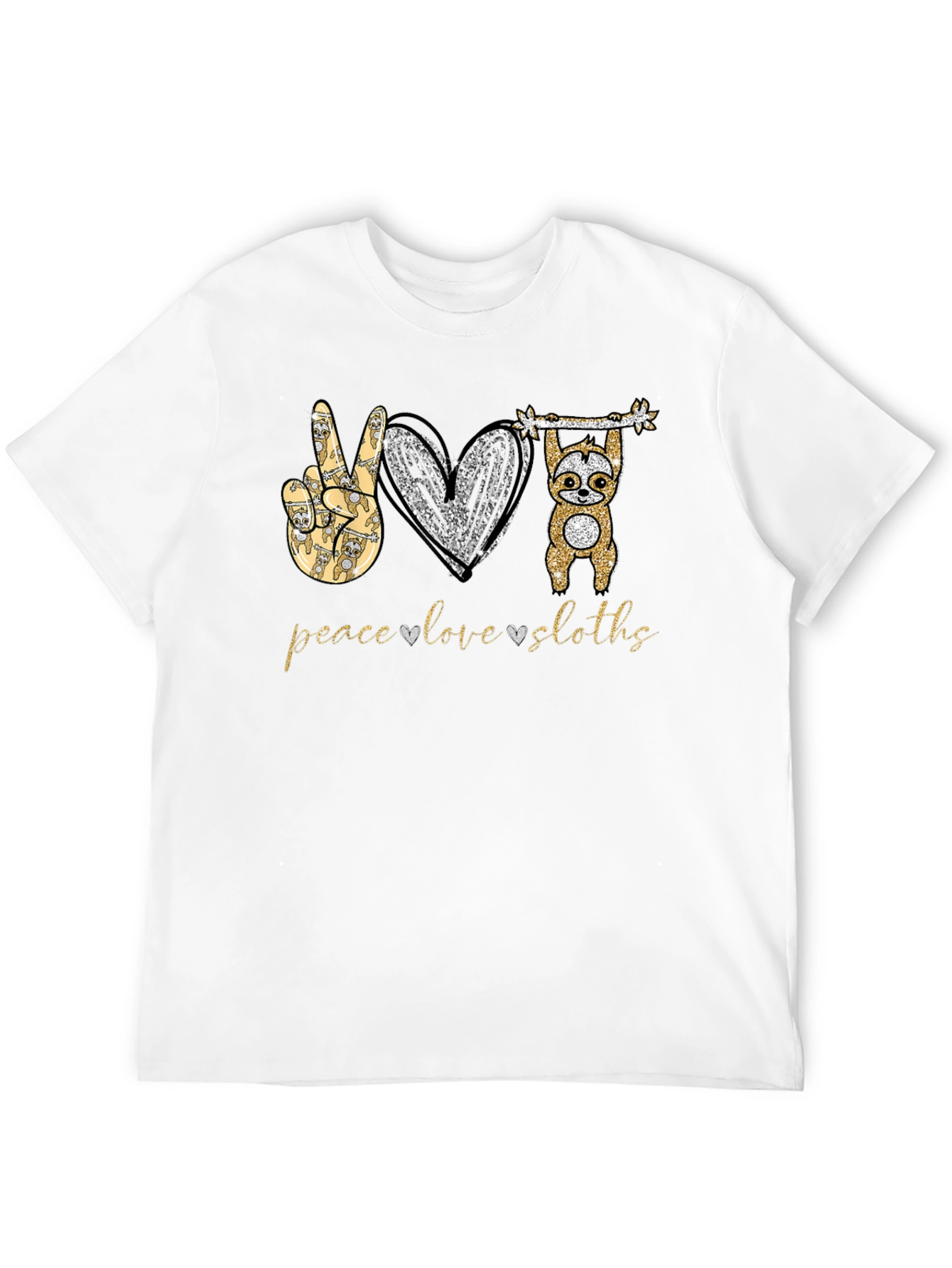 Black Peace Love Sloths T-Shirt view 12