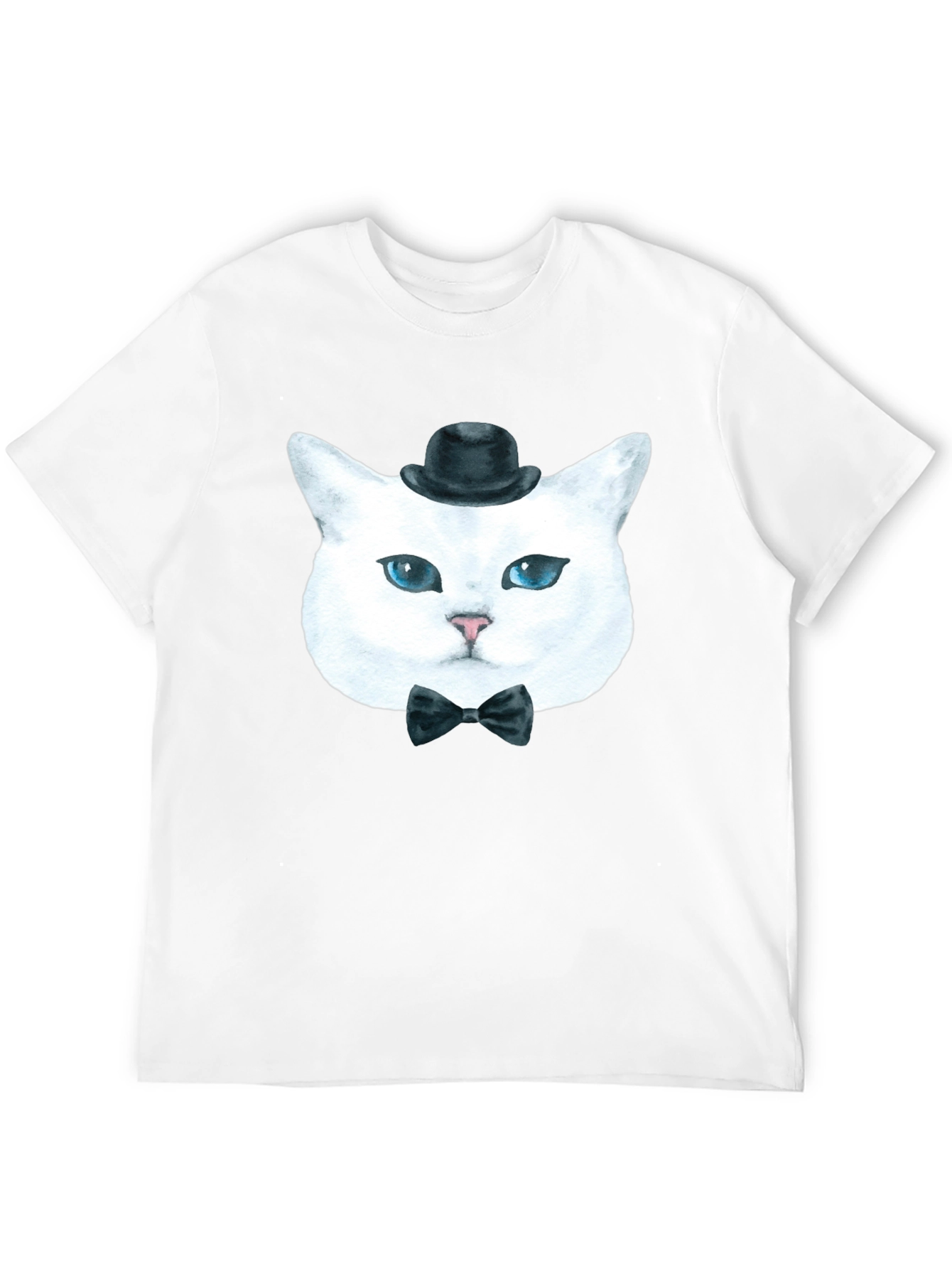Black Dapper Cat T-Shirt: Classy Feline in Bow Tie & Hat view 12