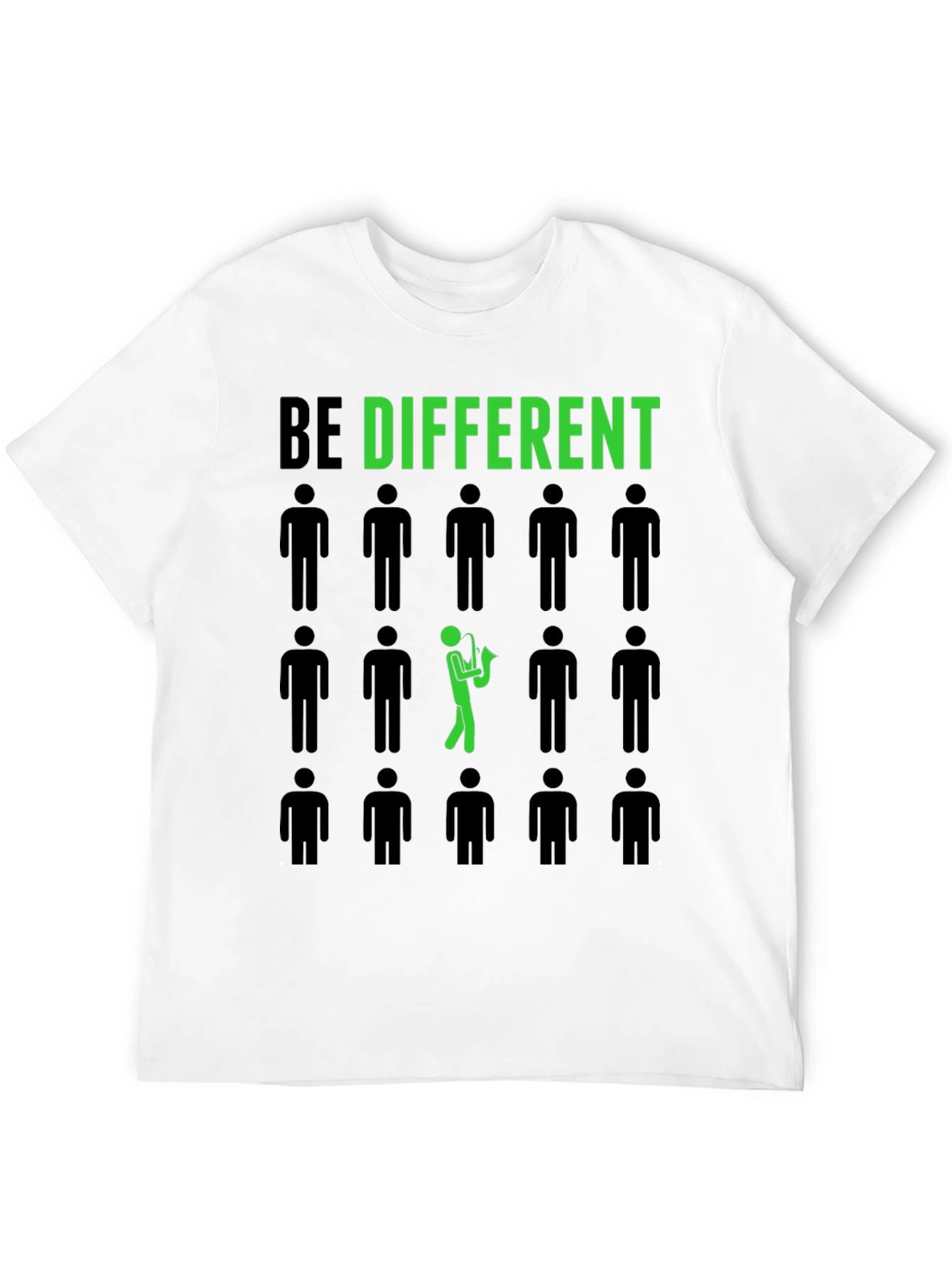 Black Be Different Saxophone Graphic Tee - Black Cotton Shirt view 12