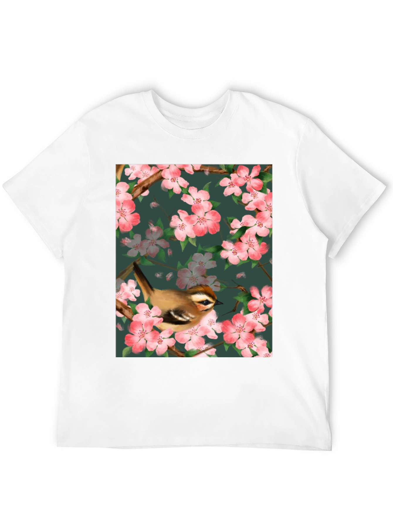 Black Bird & Blossom Graphic Tee - Nature Lover's Shirt view 12