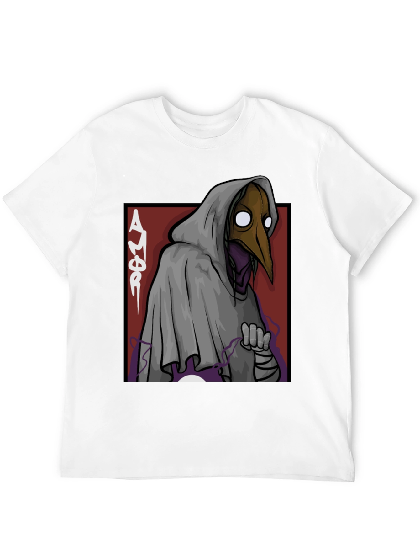 Black Plague Doctor Graphic Tee - Black Cotton T-Shirt view 12