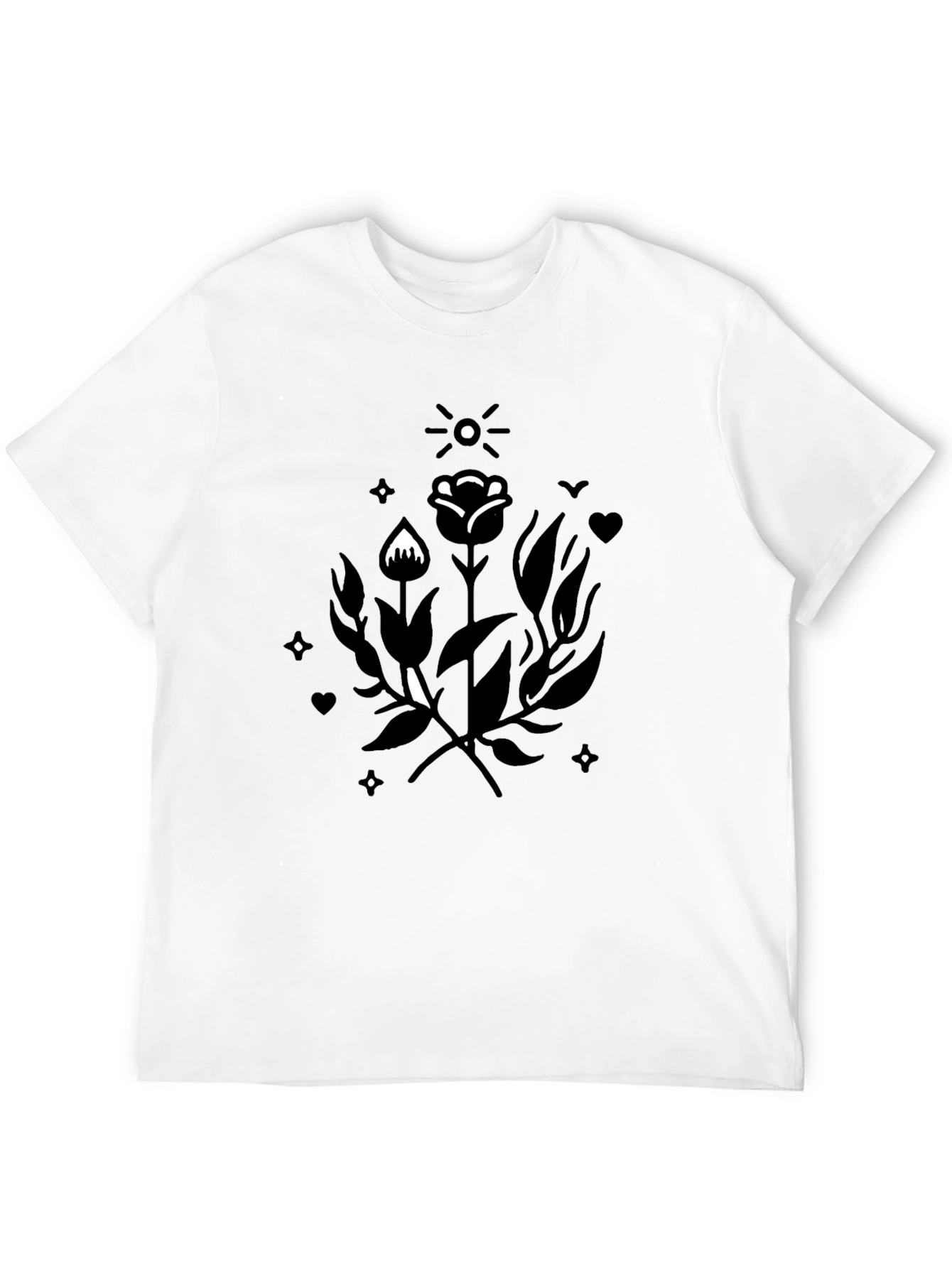 Black Floral Graphic Print Black T-Shirt view 12