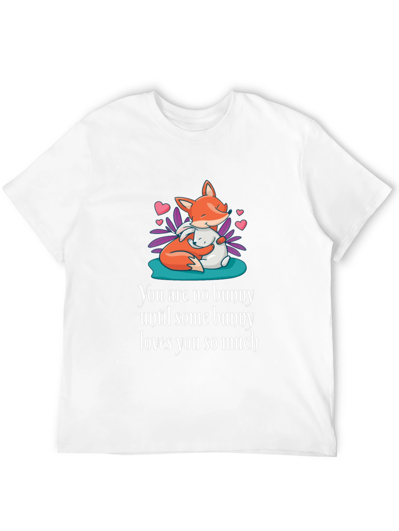 Black Cute Fox & Bunny Graphic T-Shirt - Unisex Soft Cotton Tee view 12