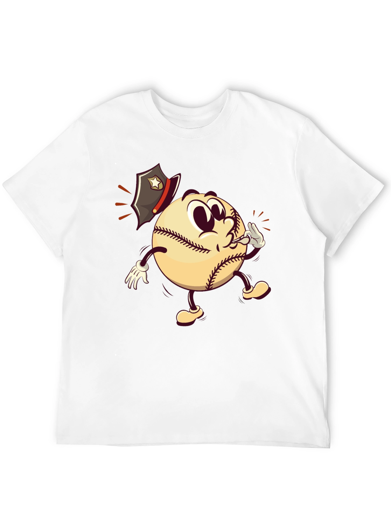 Black Cartoon Baseball Cop T-Shirt - Black view 12