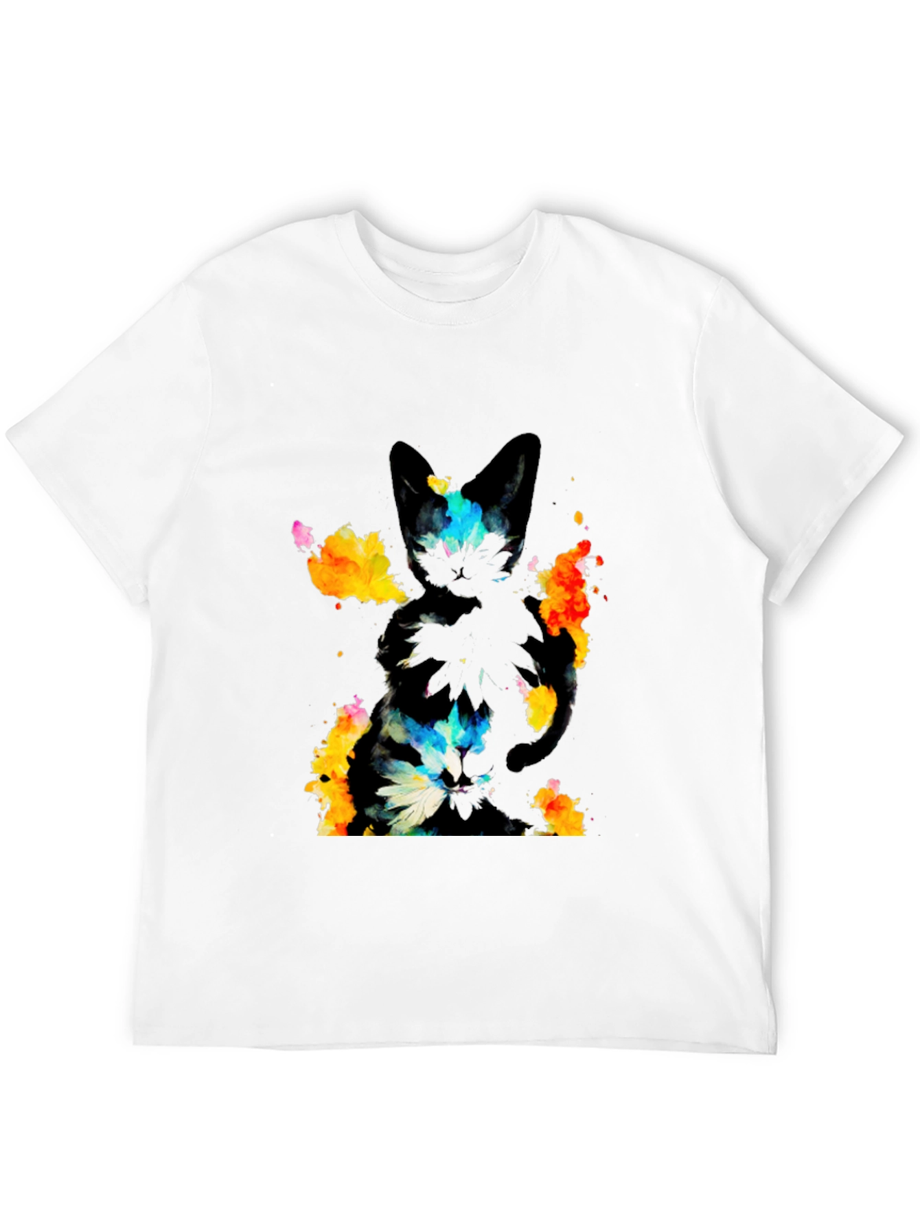 Black Abstract Cat Graphic Black T-Shirt view 12