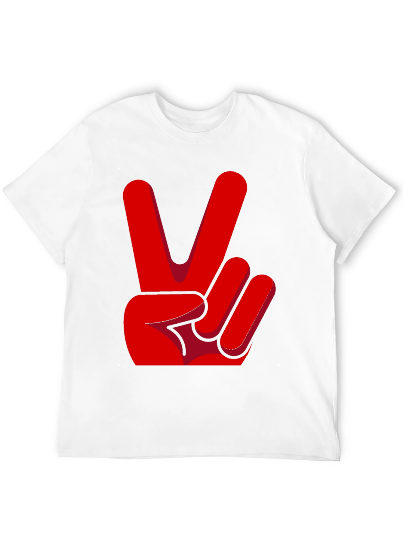 Black Peace Sign T-Shirt - Red Hand Gesture Design view 12