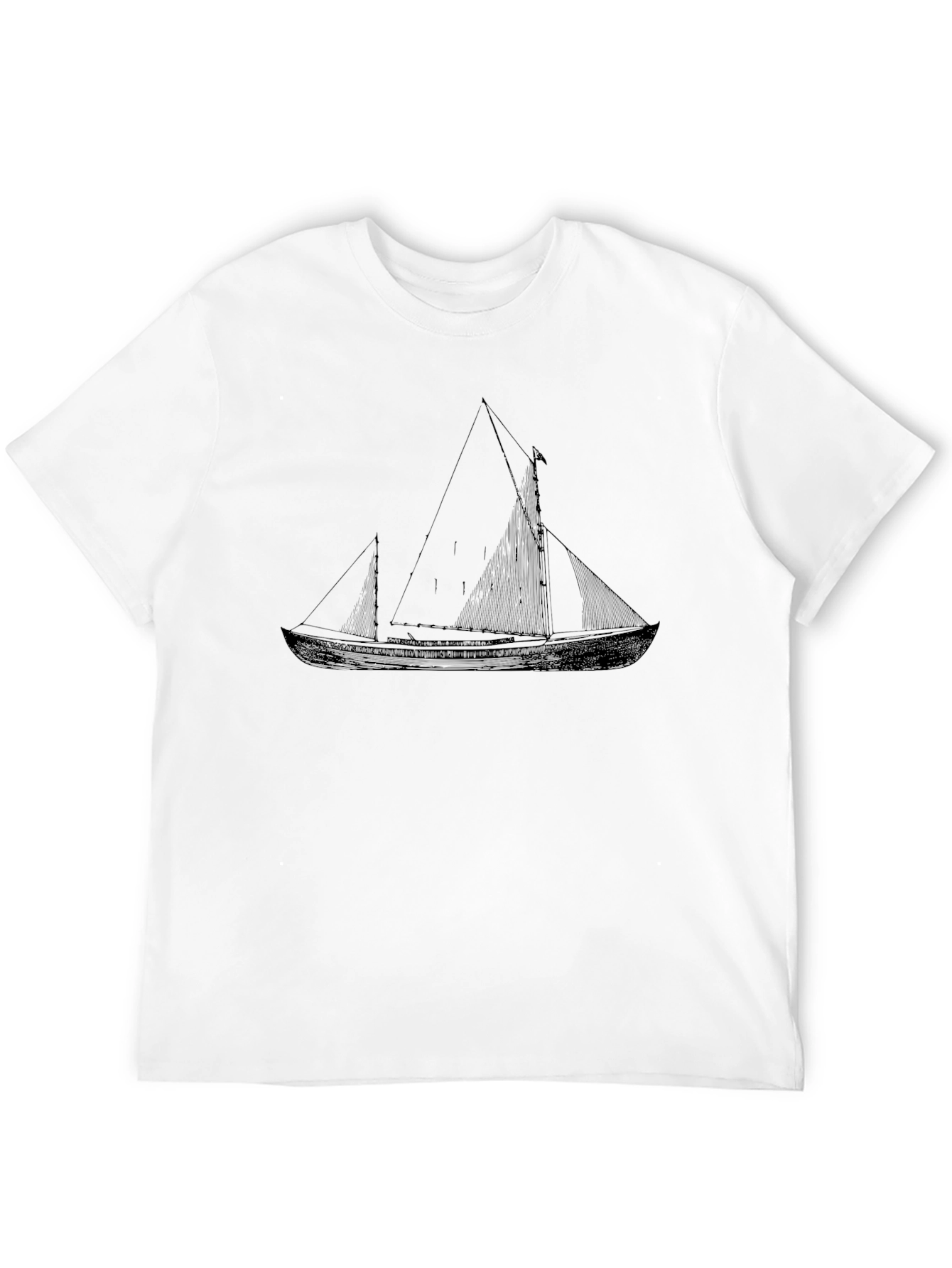 Black Nautical Sailboat Graphic Tee - Black Cotton T-Shirt view 12