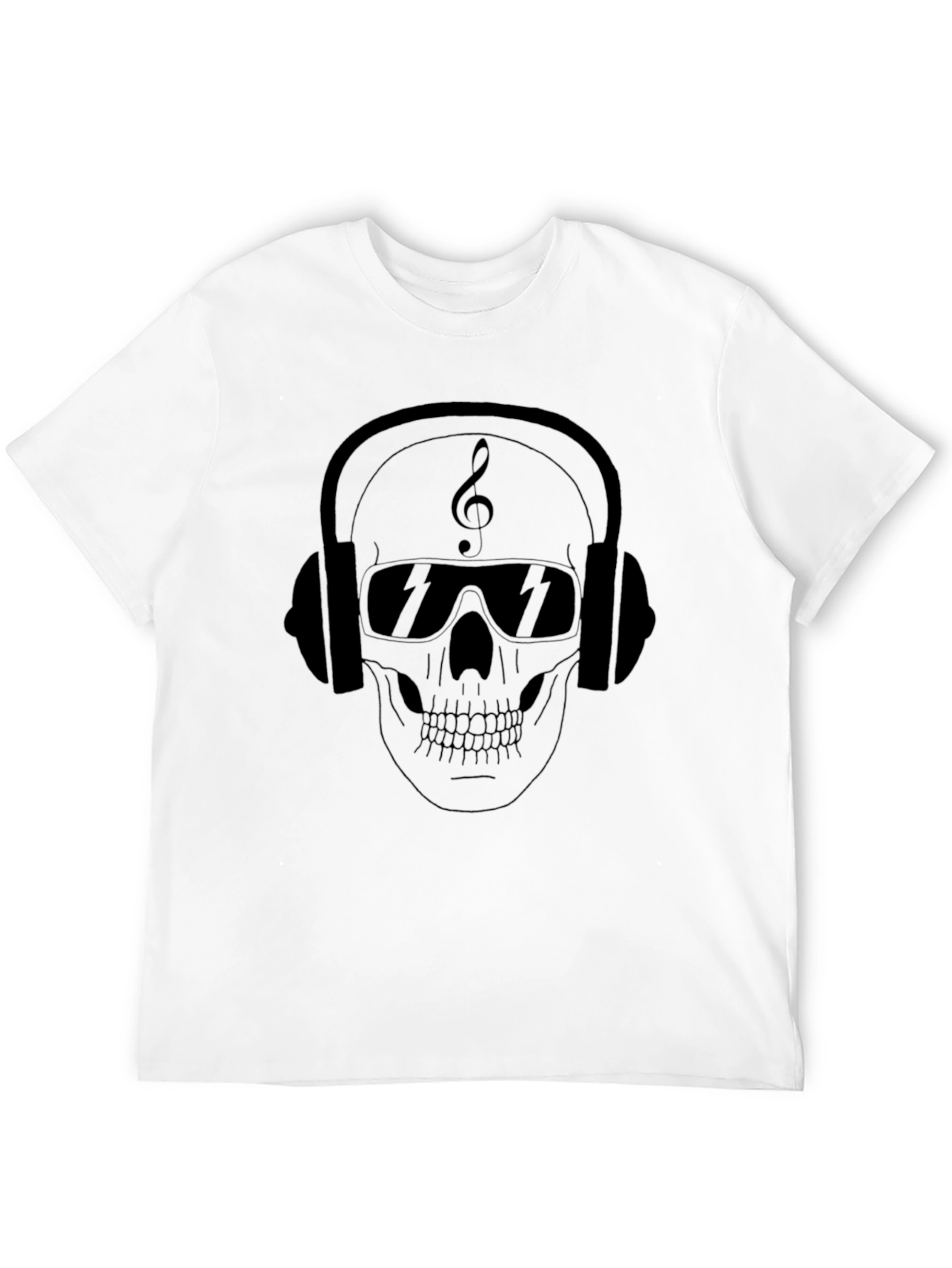 Black Skull with Headphones Graphic Tee view 12