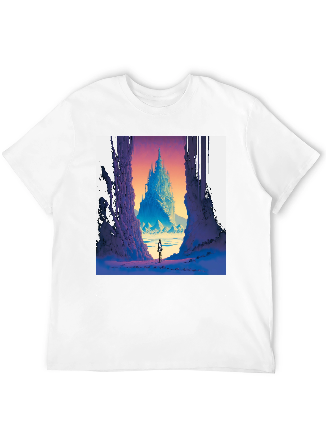 Black Fantasy Castle T-Shirt - Unique Graphic Tee view 12