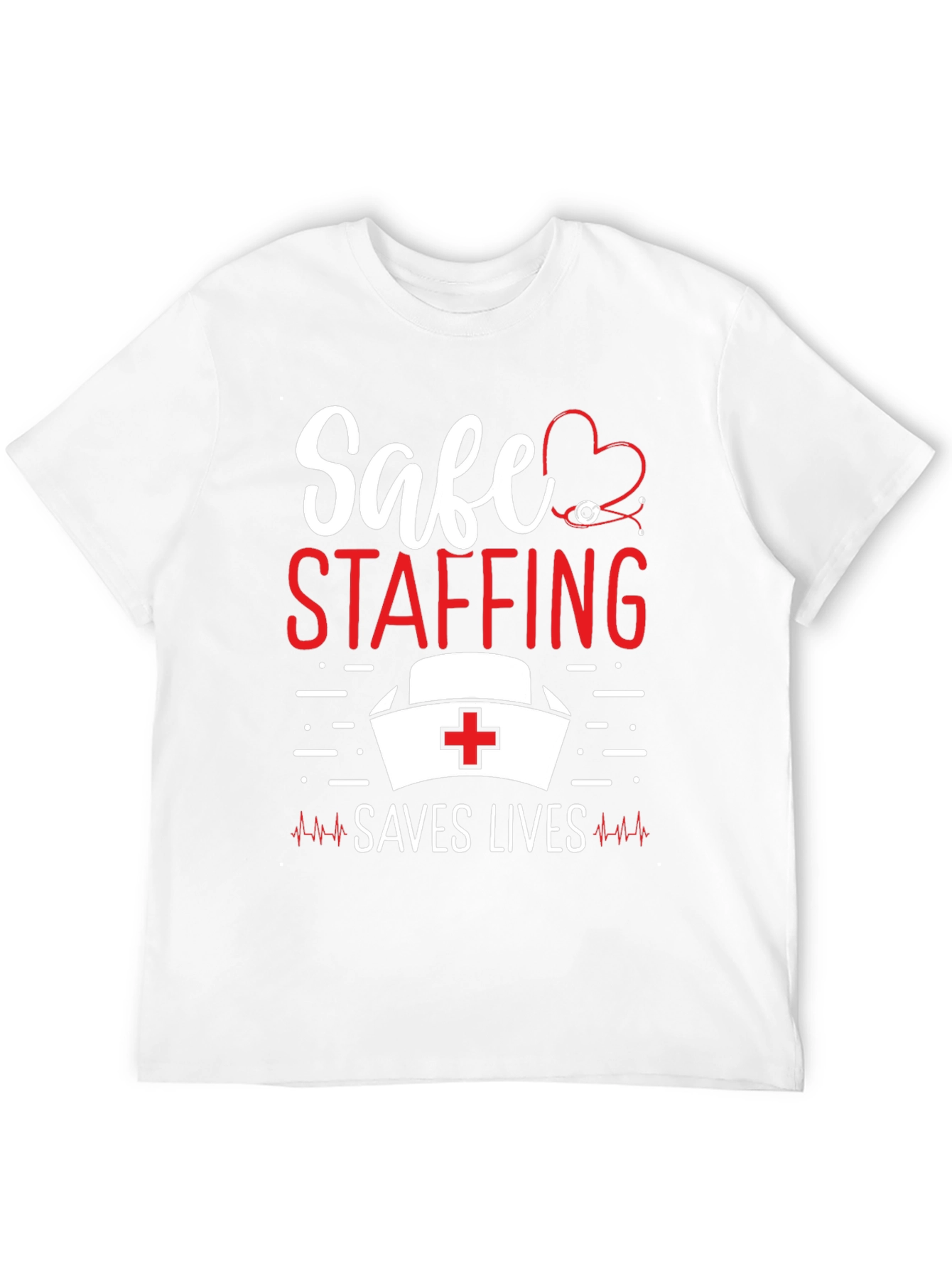 Black Safe Staffing Saves Lives Nurse T-Shirt view 12