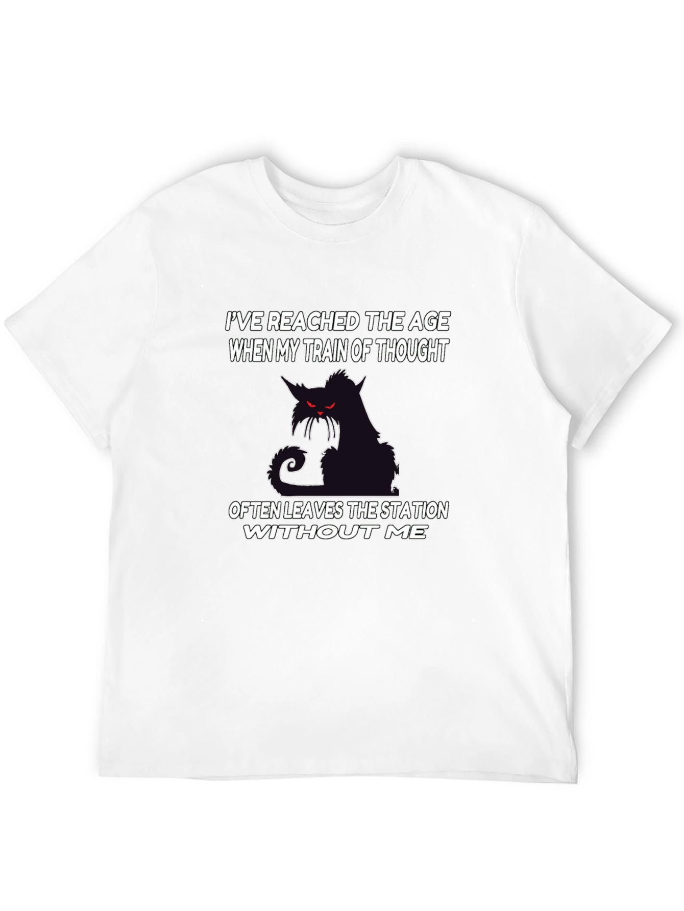 Black Funny Cat T-Shirt: Train of Thought view 12