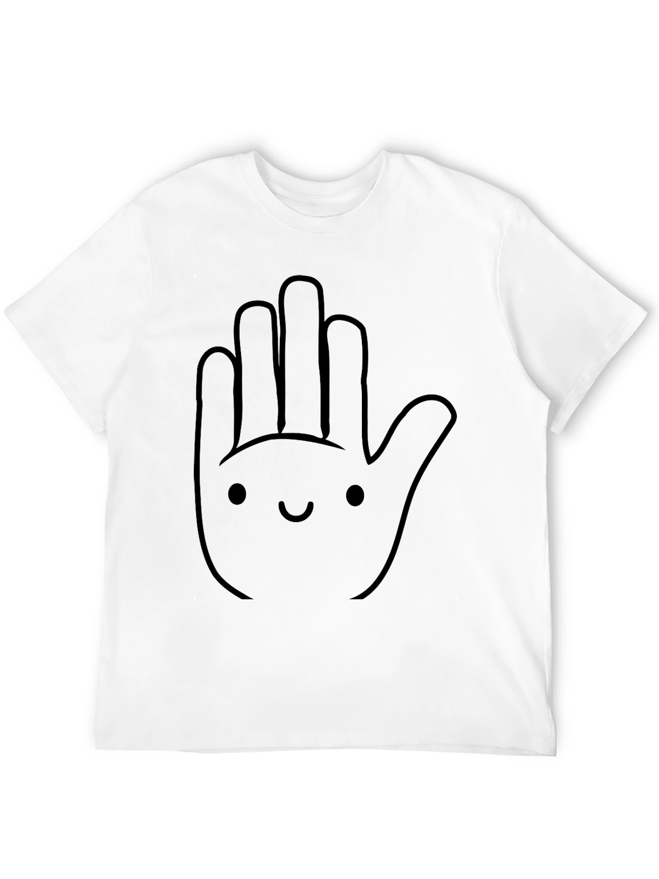 Black Funny Hand Graphic Tee - Casual Black T-Shirt view 12