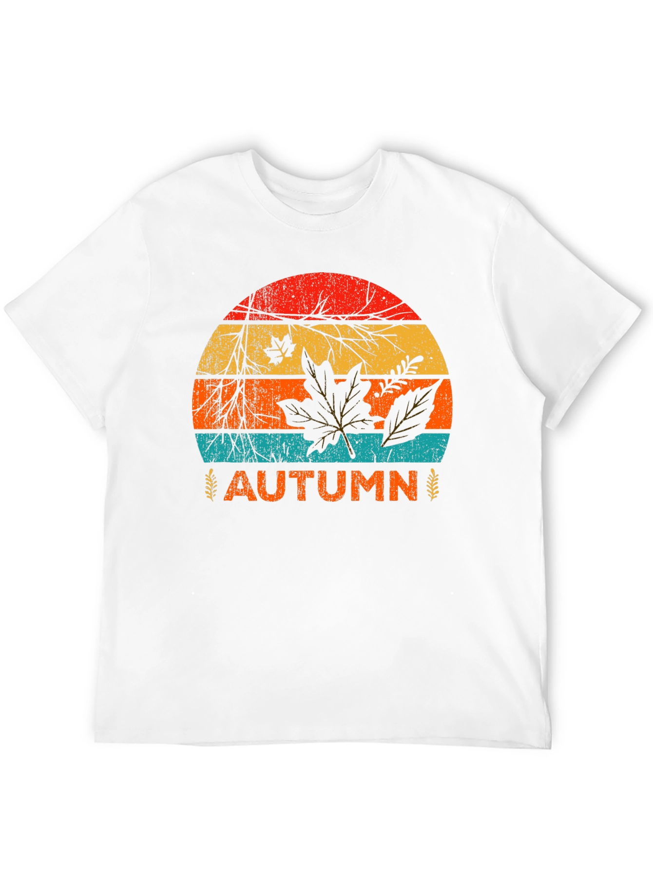 Black Retro Autumn Leaves Graphic Tee - Black view 12