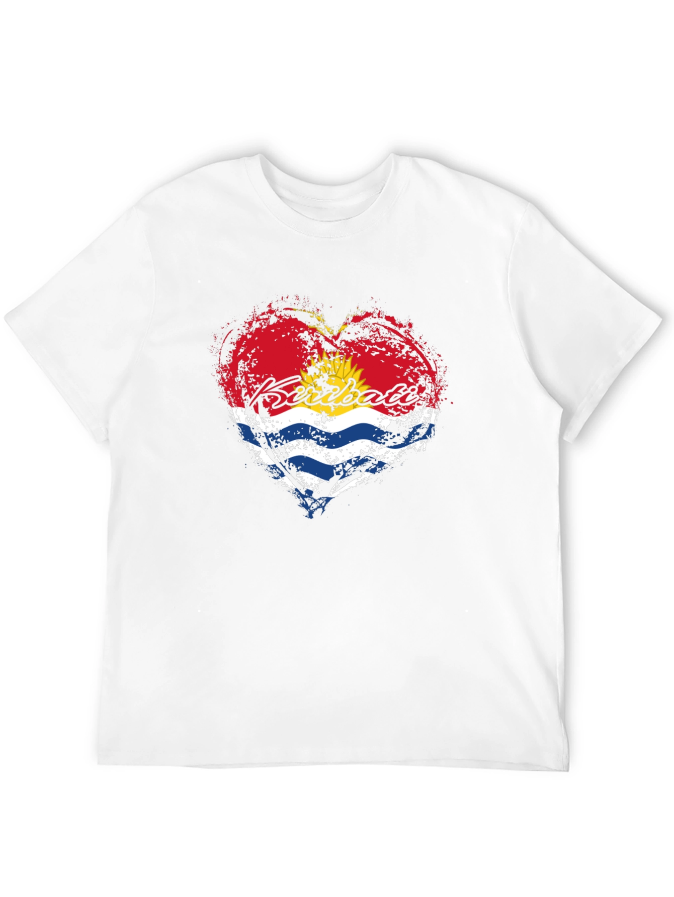 Black Kiribati Flag Heart T-Shirt - Black Graphic Tee view 12