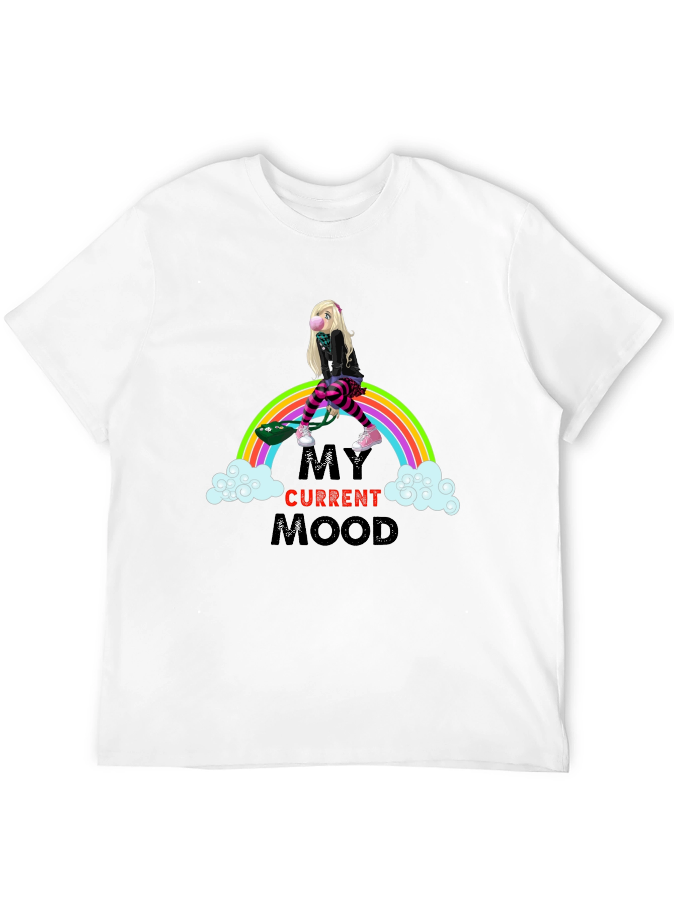 Black My Current Mood Rainbow Skateboard T-Shirt view 12
