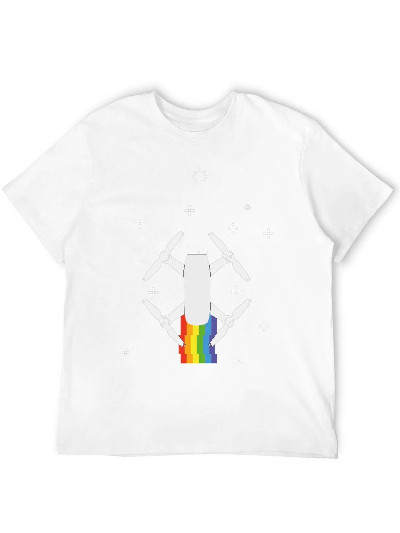 Black Rainbow Drone Graphic Tee - Black Cotton T-Shirt view 12