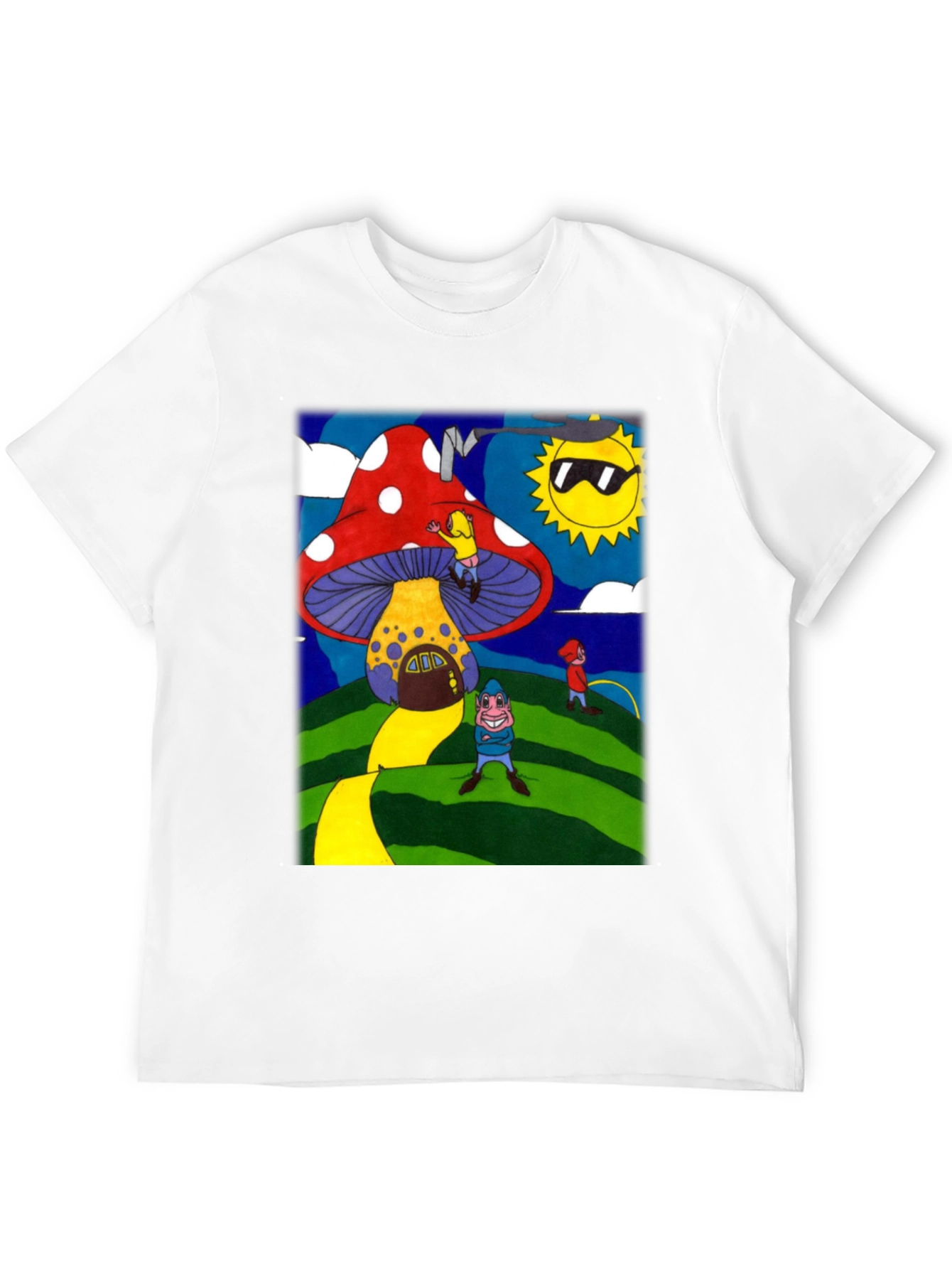 Black Funky Mushroom House Graphic Tee view 12