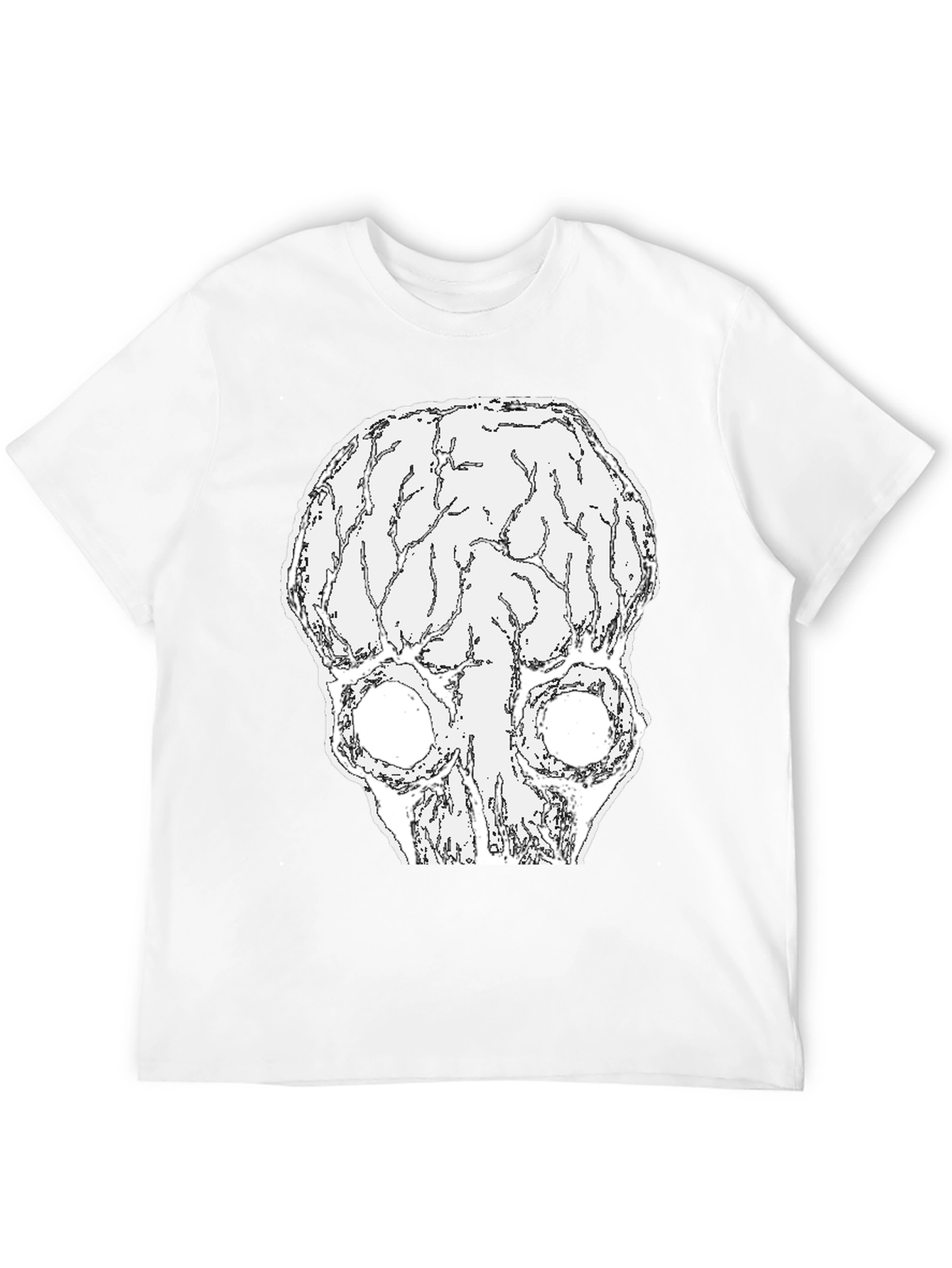 Black Brain Skull Graphic Tee - Black Cotton T-Shirt view 12