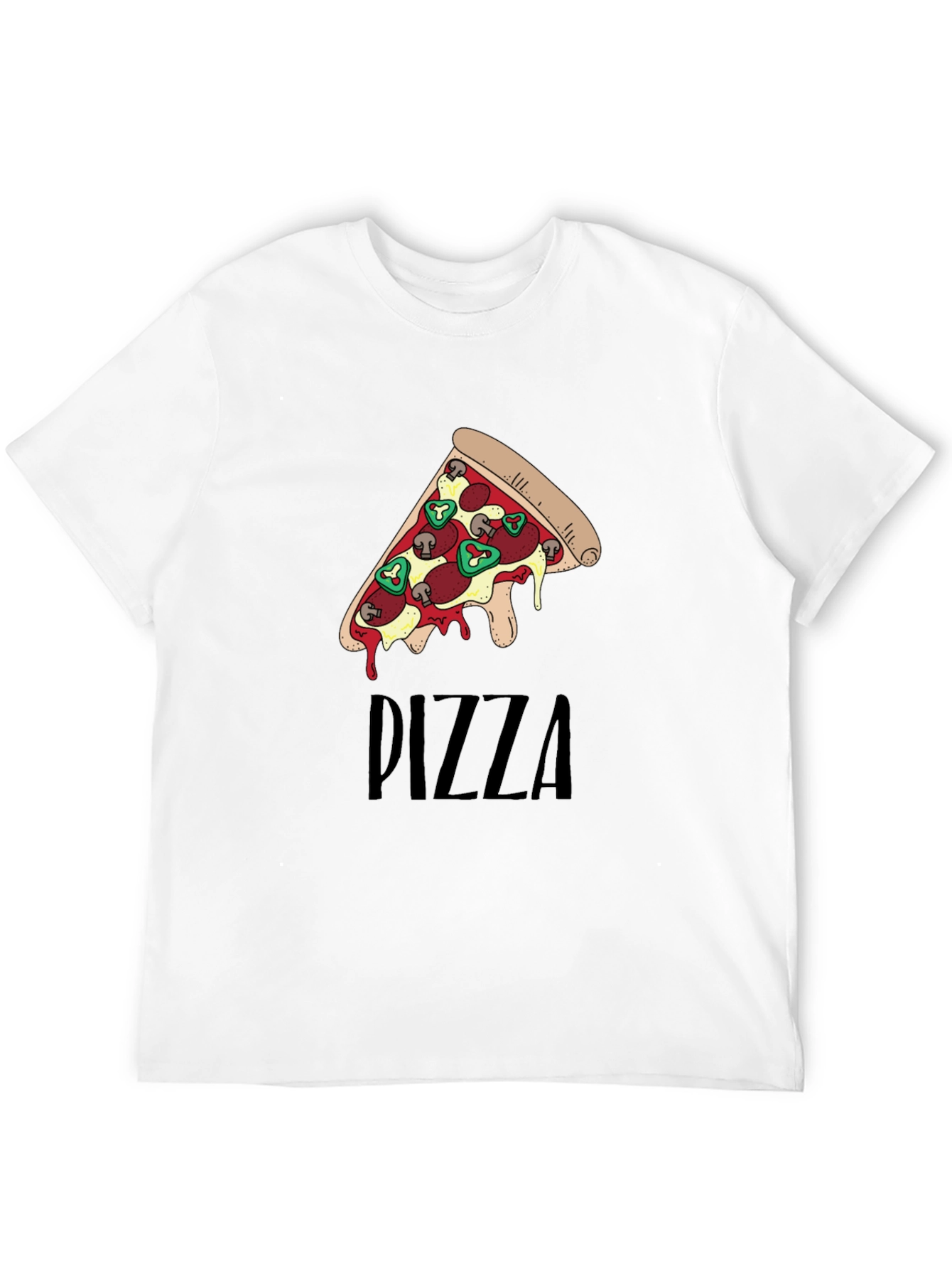 Black Pizza Slice Graphic Print Black T-Shirt view 12
