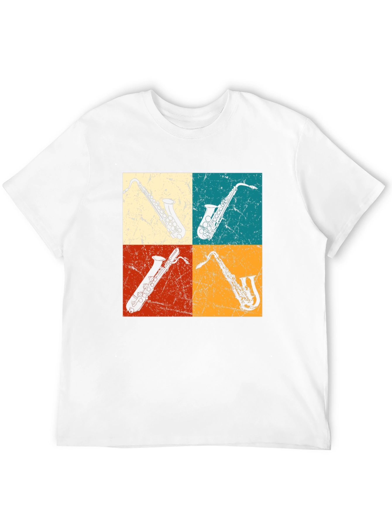 Black Saxophone Pop Art Graphic Tee - Music Lover T-Shirt view 12