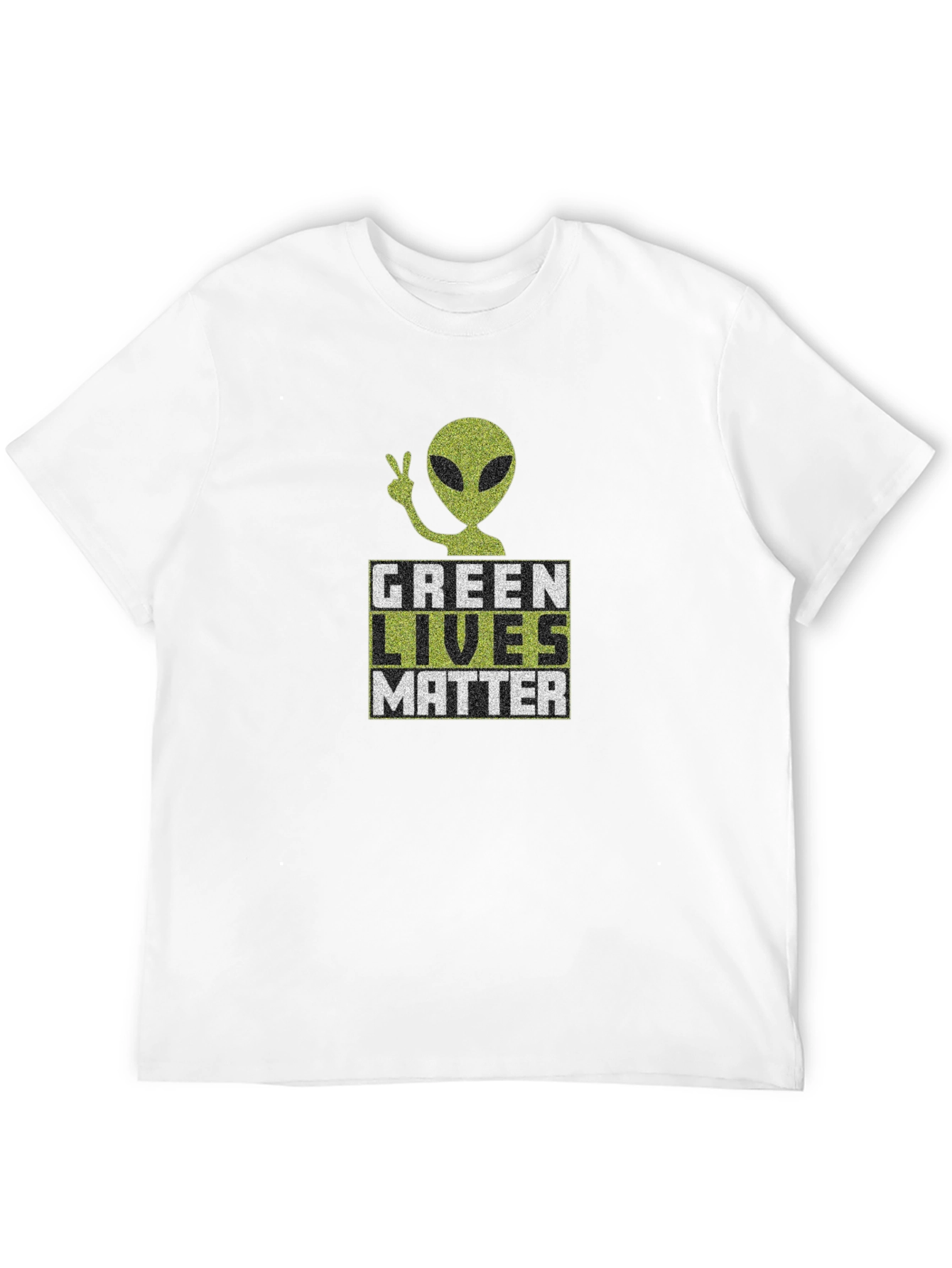 Black Green Lives Matter Alien Graphic T-Shirt view 12