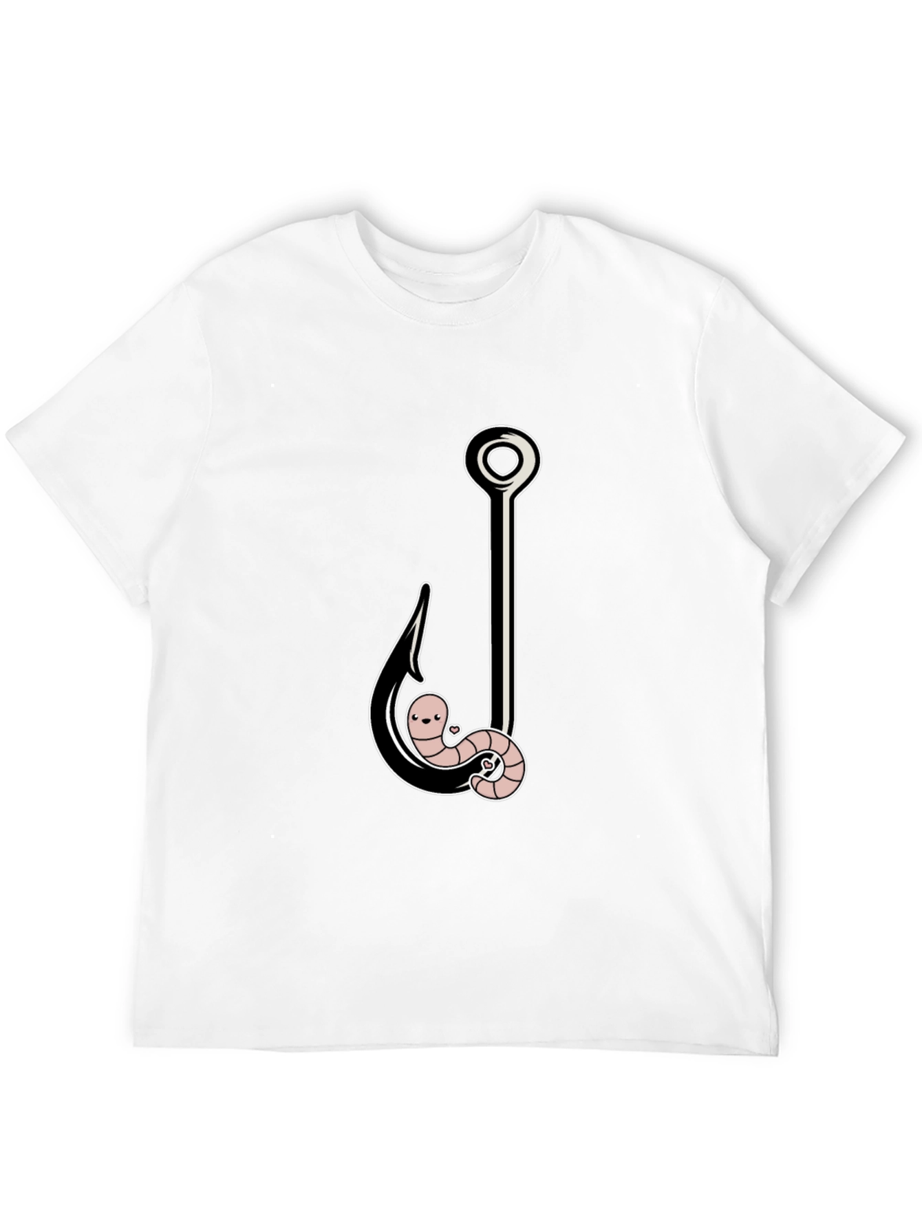 Black Funny Worm On A Hook Black T-Shirt view 12