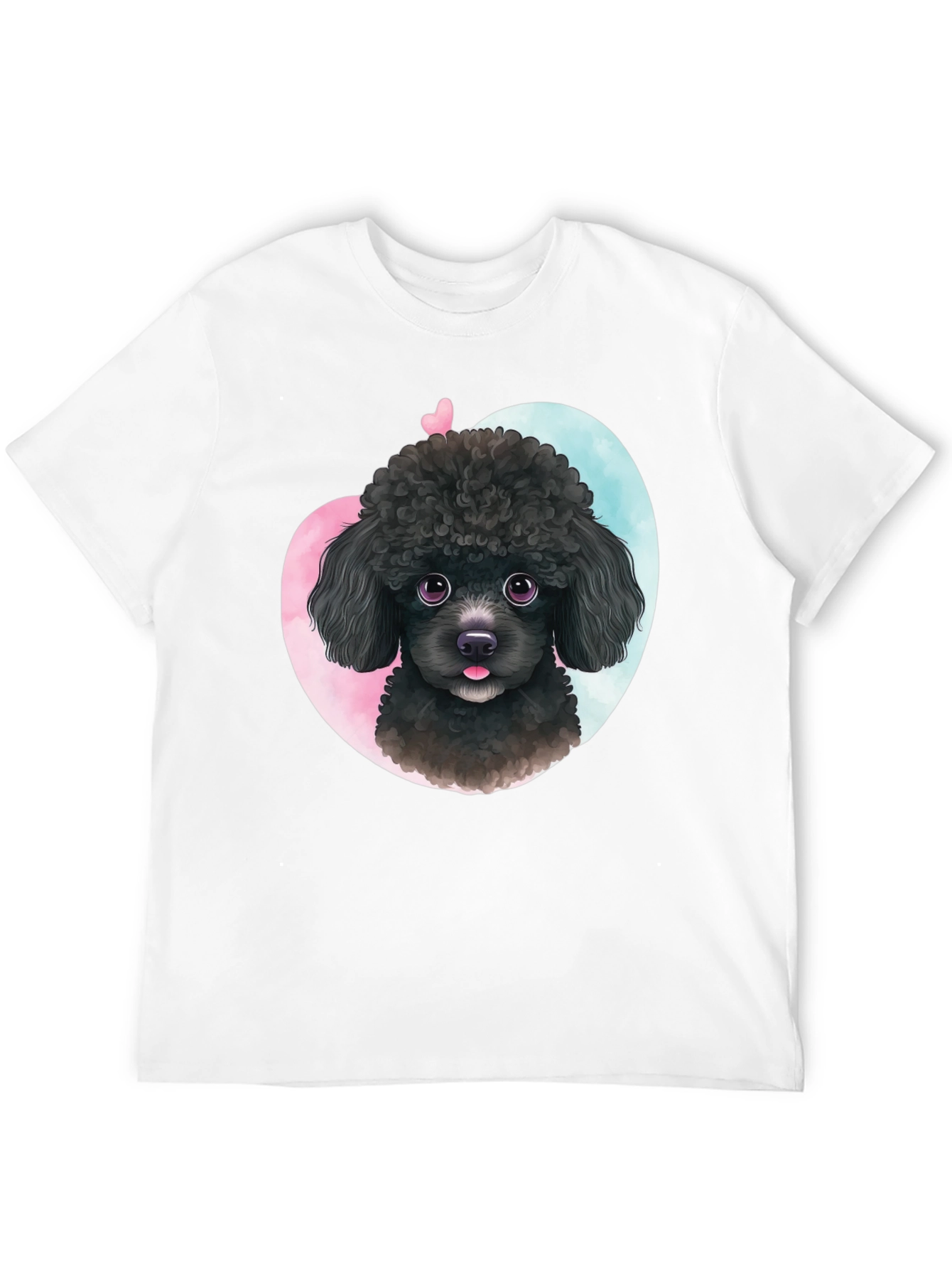 Black Cute Poodle Heart T-Shirt - Black view 12