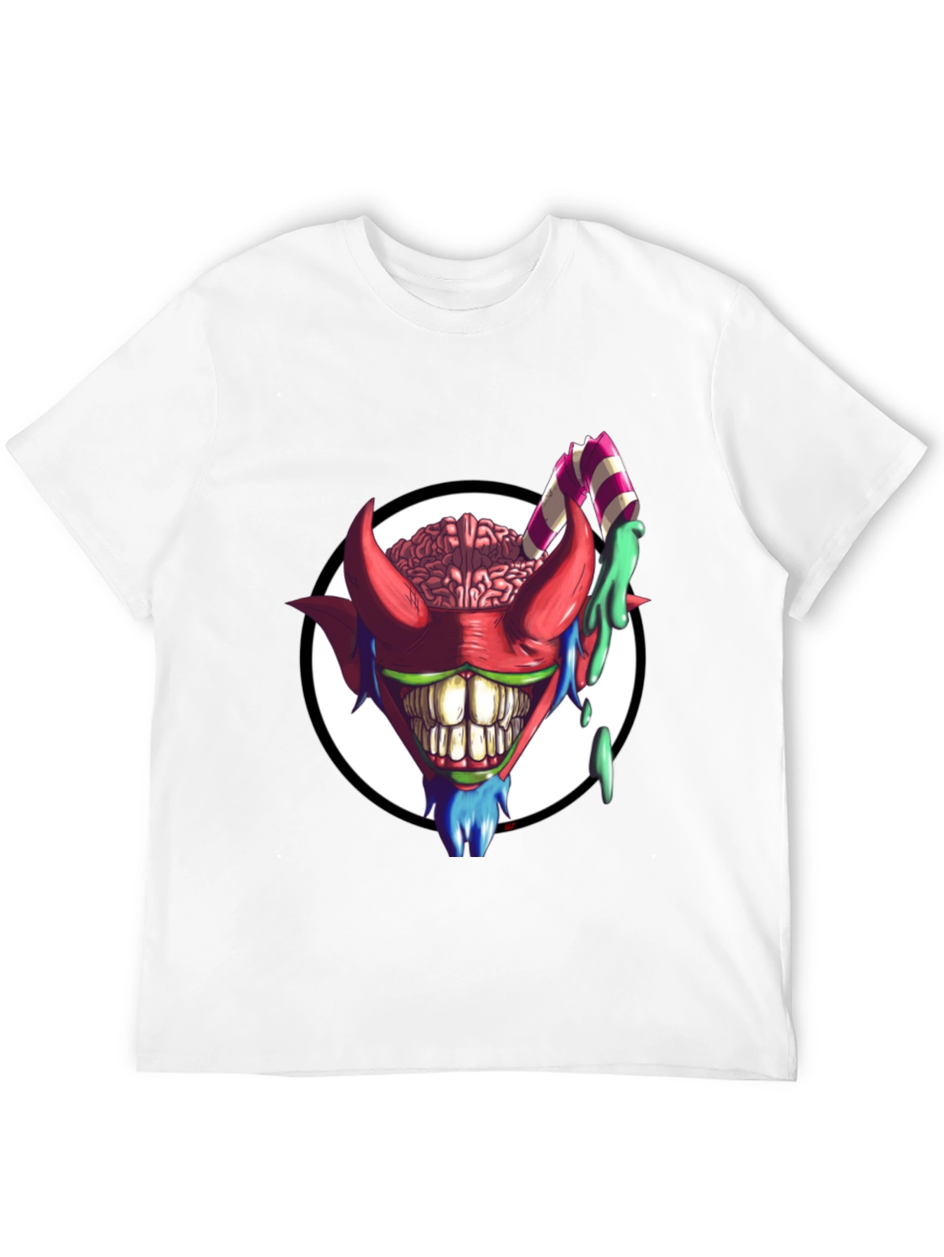 Black Crazy Brain Devil T-Shirt - Unique Graphic Tee view 12