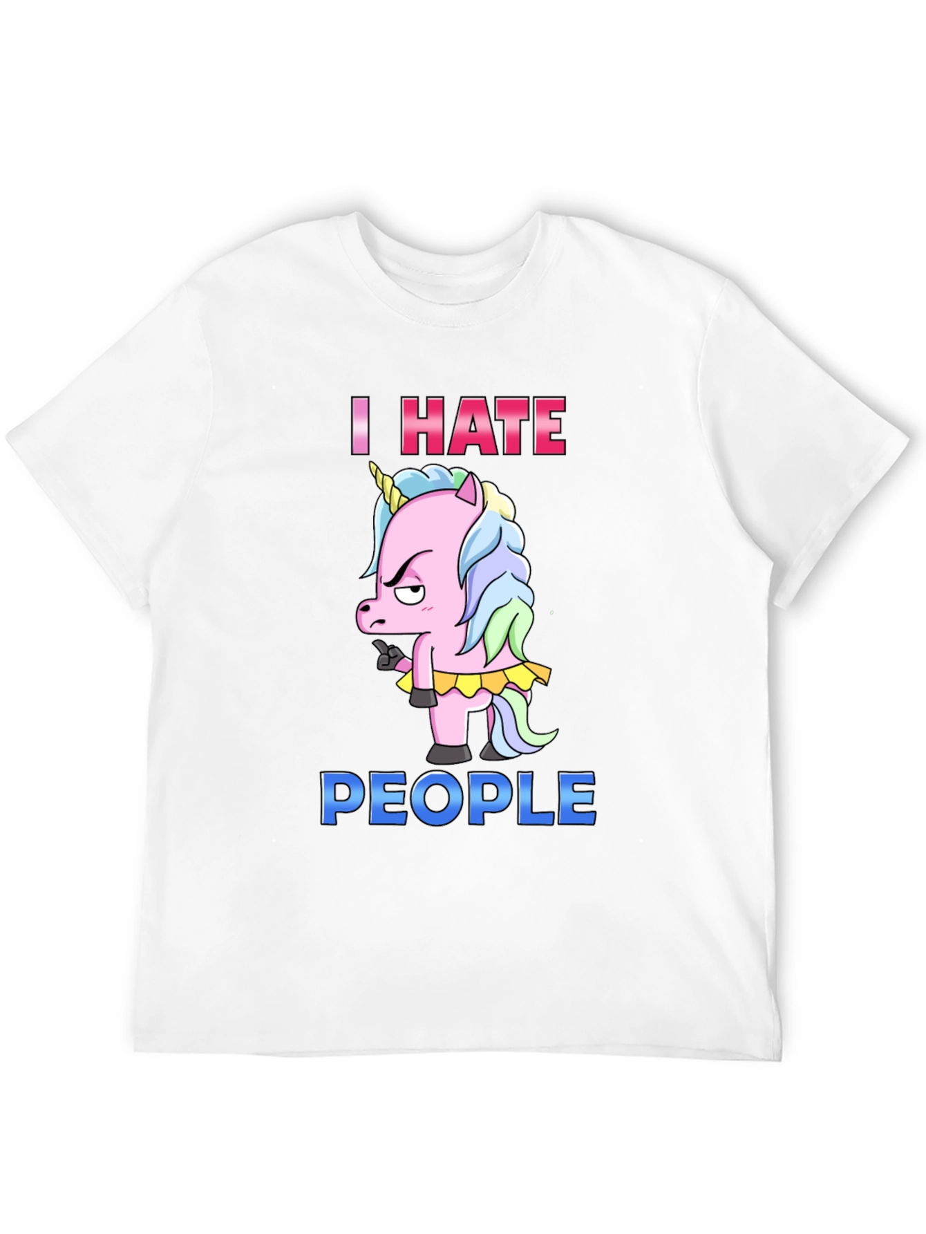 Black I Hate People Unicorn Graphic T-Shirt view 12