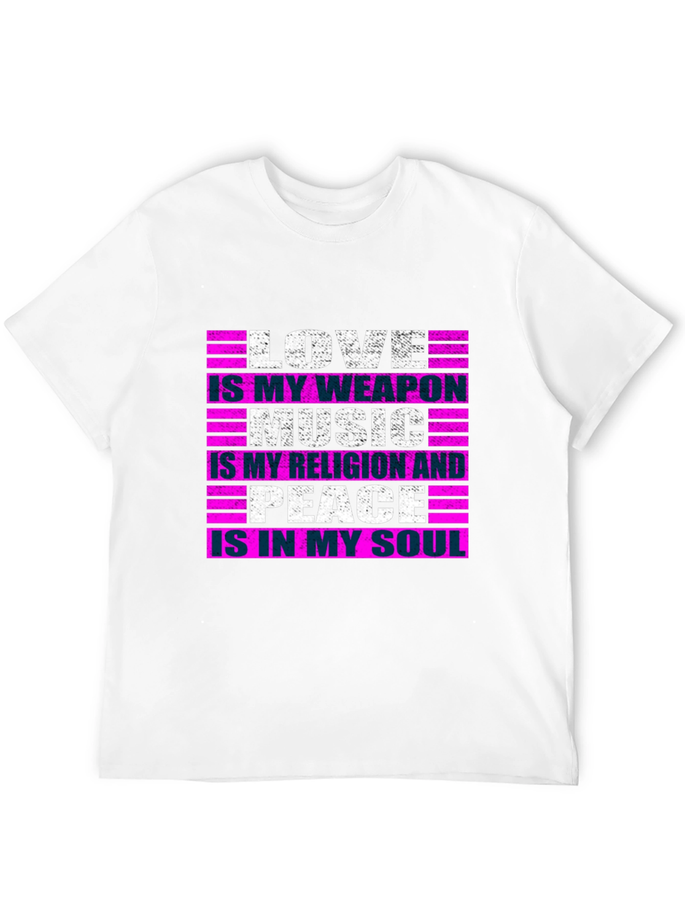 Black Love Music Peace Graphic Tee - Men's Black T-Shirt view 12