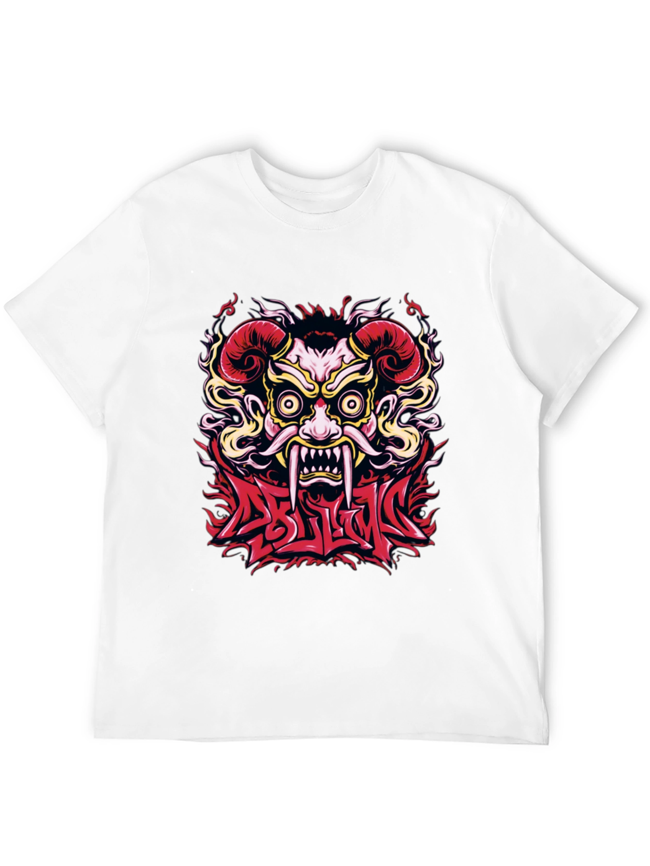 Black  Oni Mask Graphic T-Shirt - Bold Design view 12