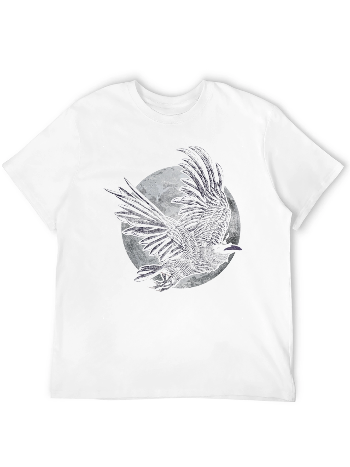 Black Raven Moon Graphic Tee - Black Cotton T-Shirt view 12