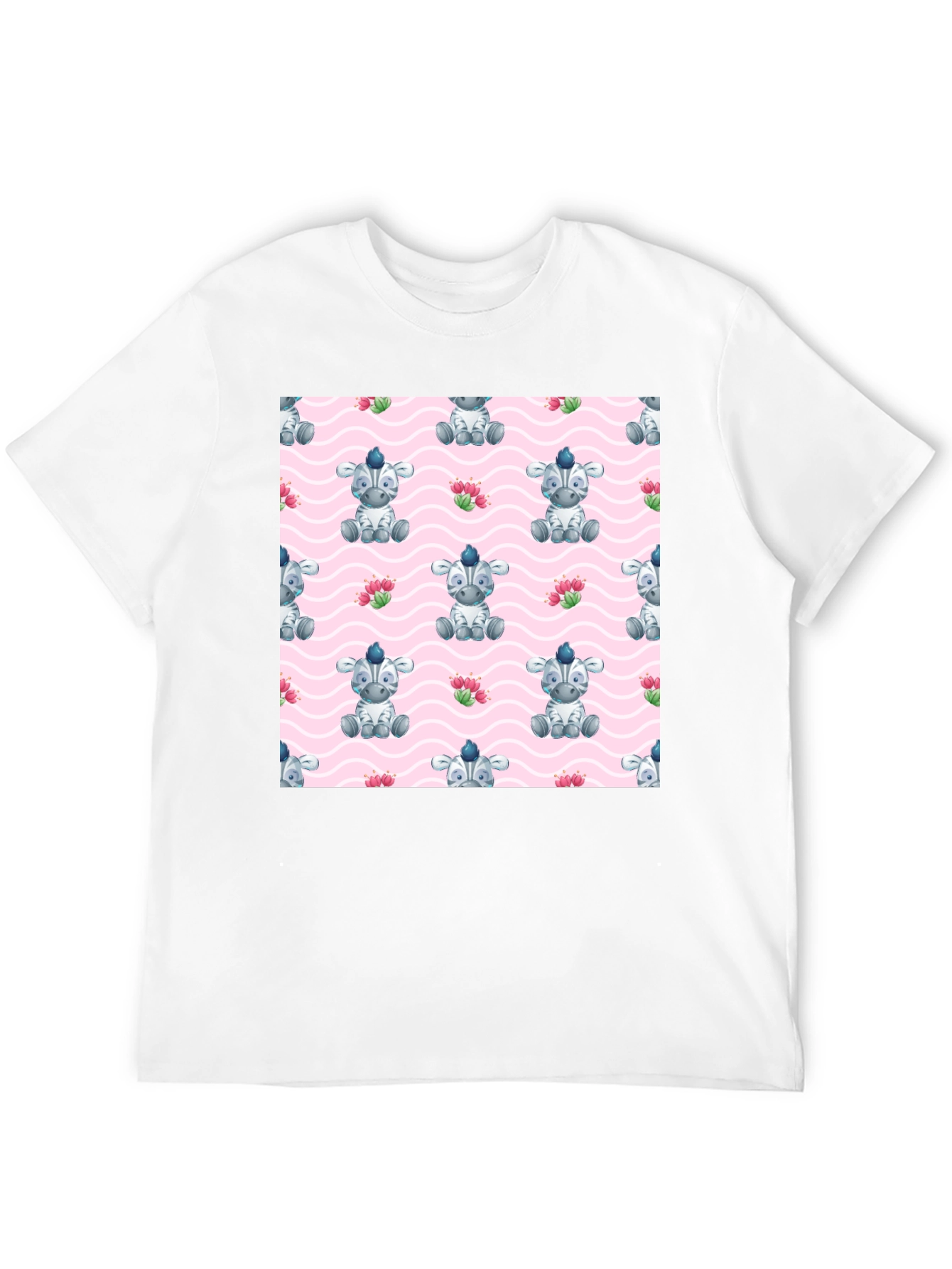 Black Zebra Pattern Black T-Shirt view 12