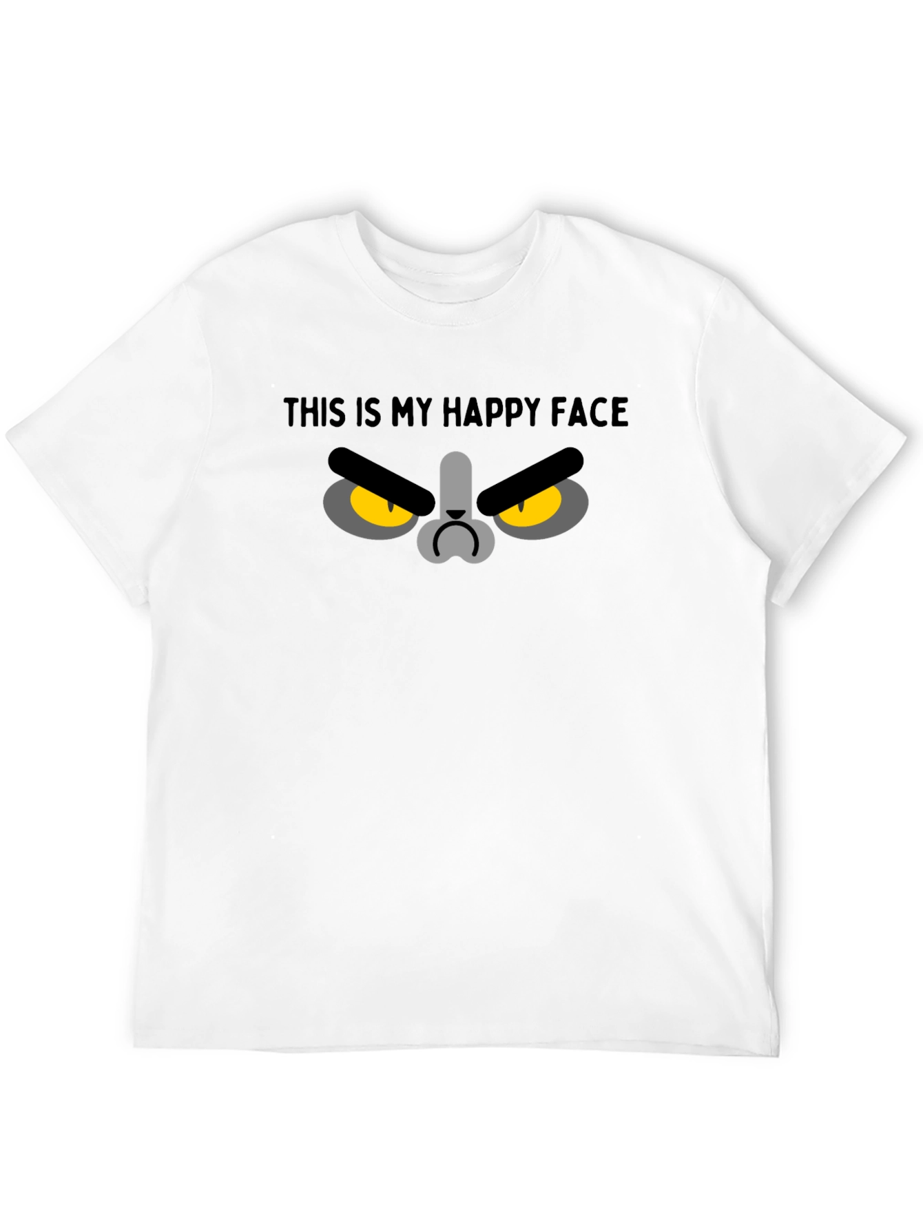 Black Funny Grumpy Cat Face T-Shirt - This Is My Happy Face view 12