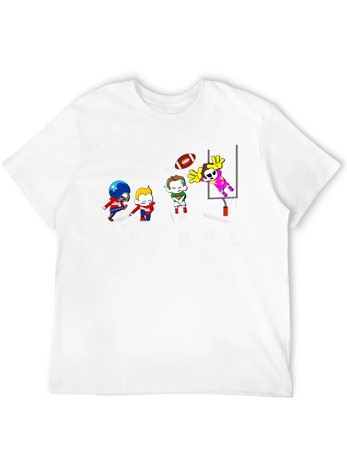 Black Funny Football Cartoon Black T-Shirt view 12
