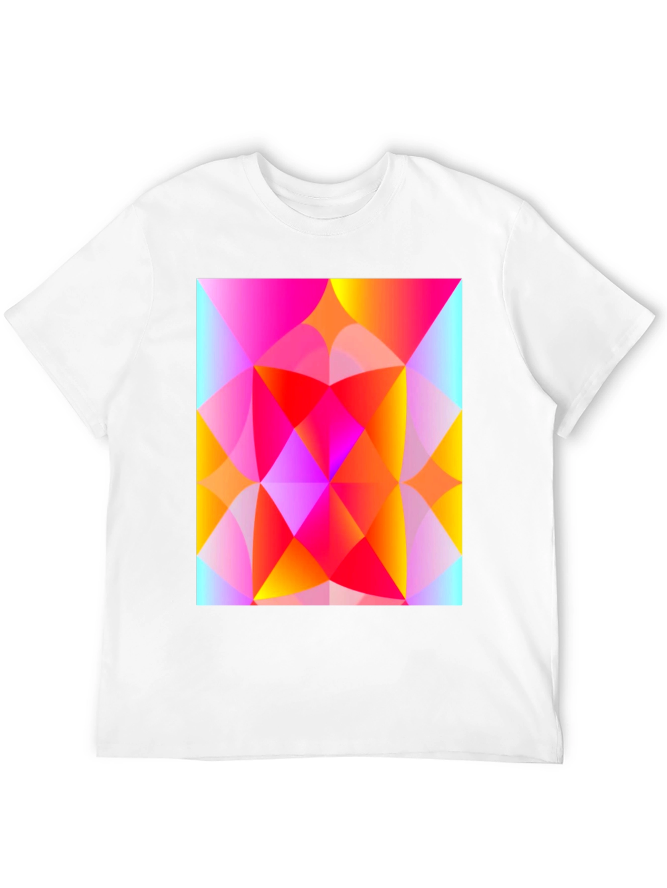 Black Geometric Art T-Shirt - Vibrant Triangle Design view 12