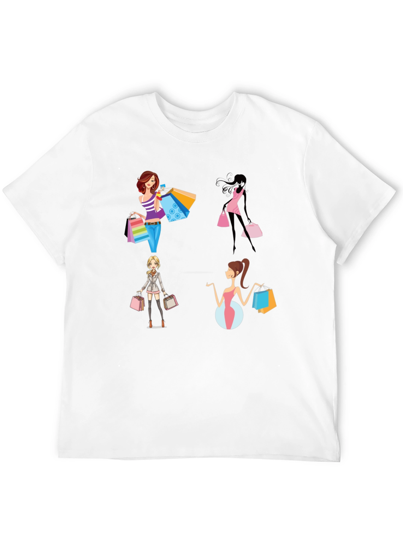 Black Stylish Shopping Women Graphic Tee - Black view 12