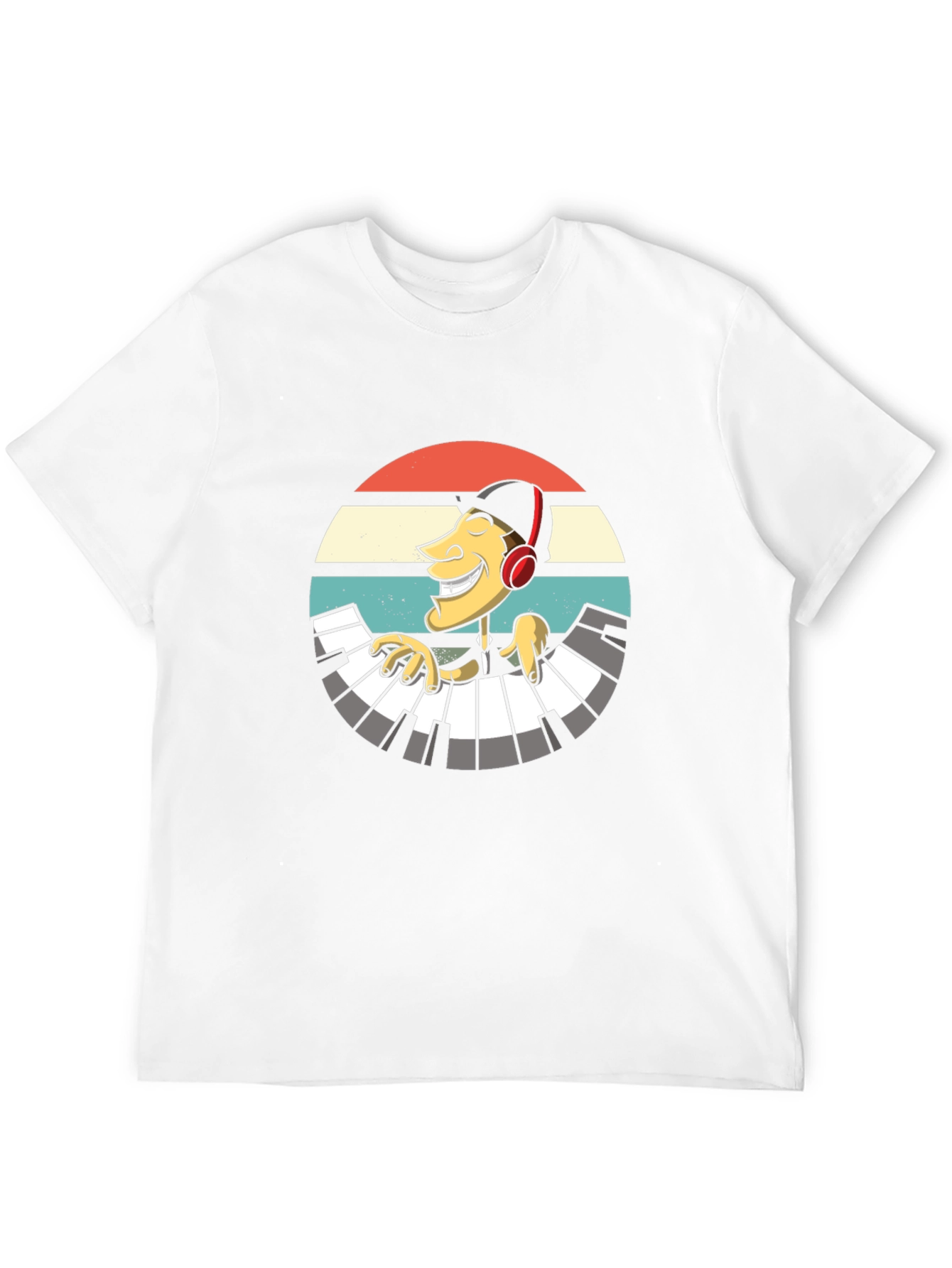 Black Retro Pianist Graphic Tee - Black Casual T-Shirt view 12