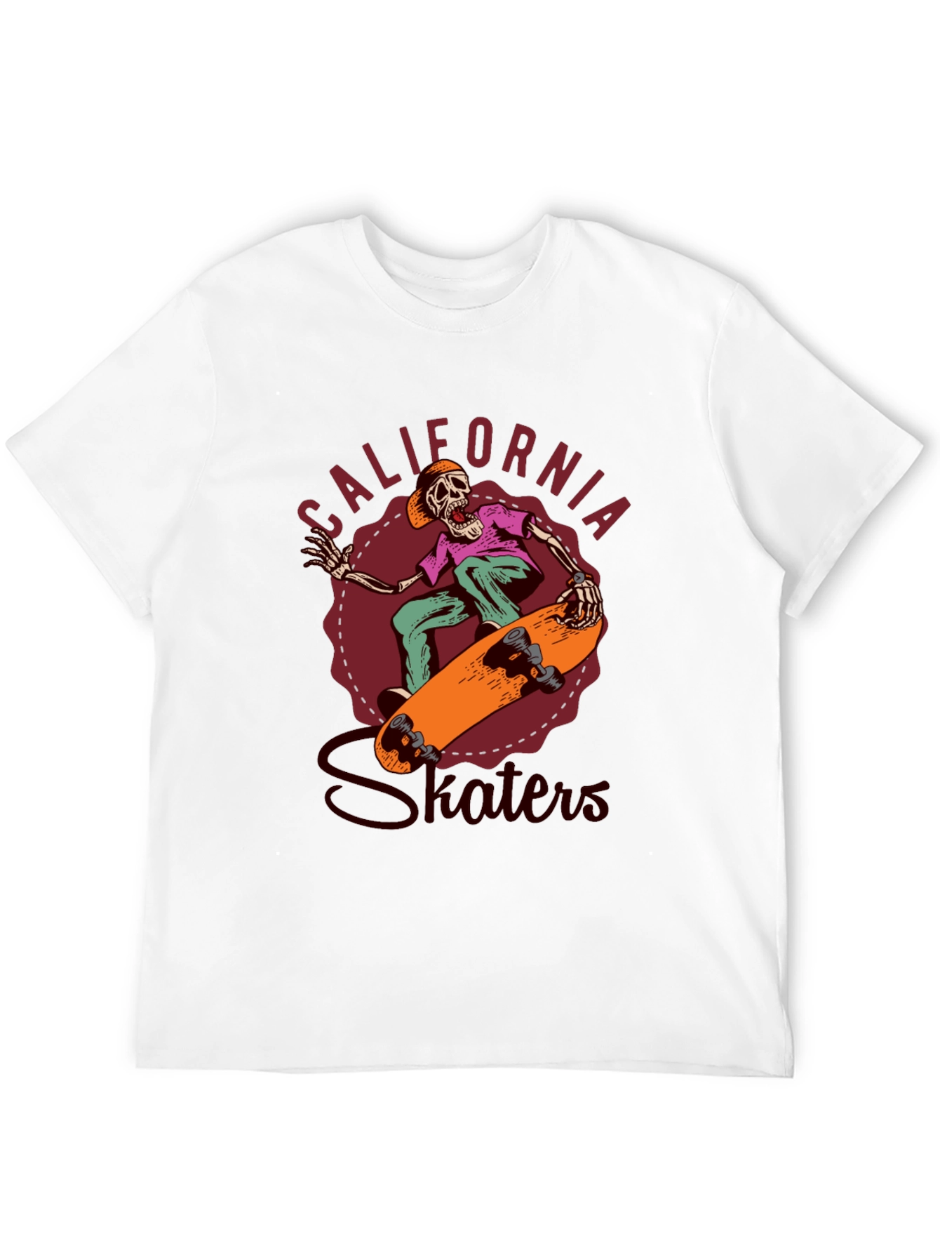 Black California Skaters Graphic Tee - Cool Skeleton Design view 12