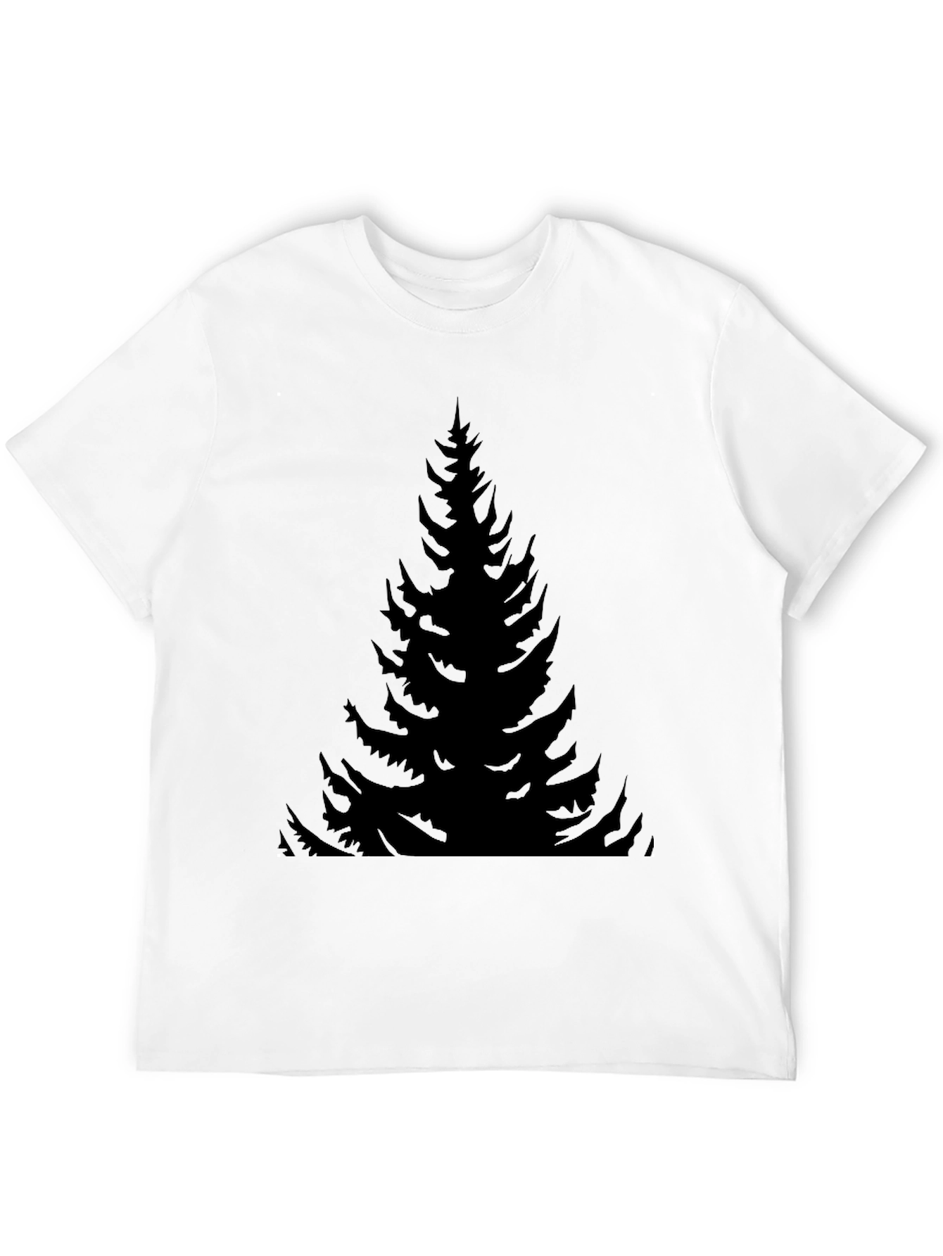 Black Men's Black Pine Tree Graphic T-Shirt view 12