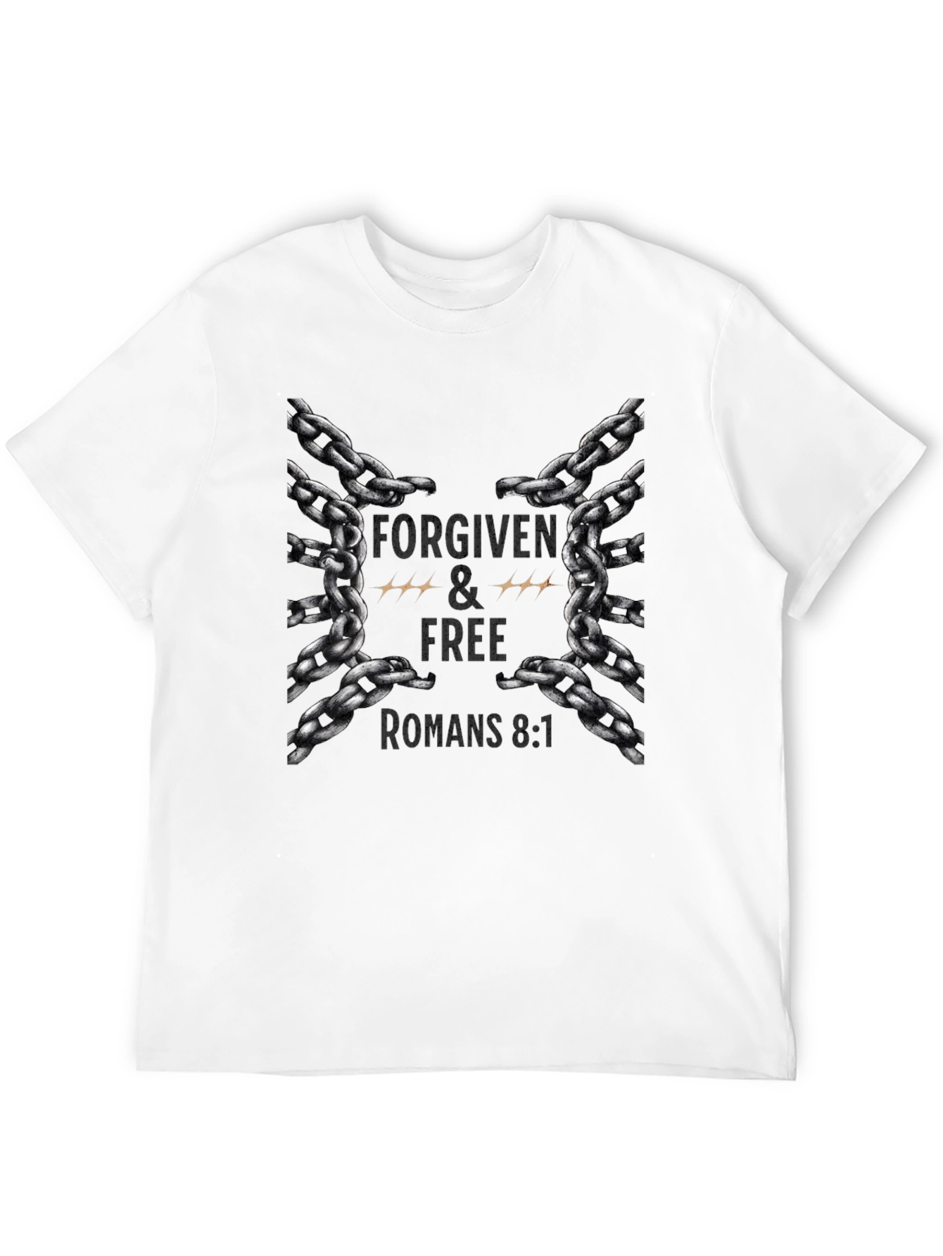 Black Forgiven & Free Chain Graphic Tee - Romans 8:1 view 12