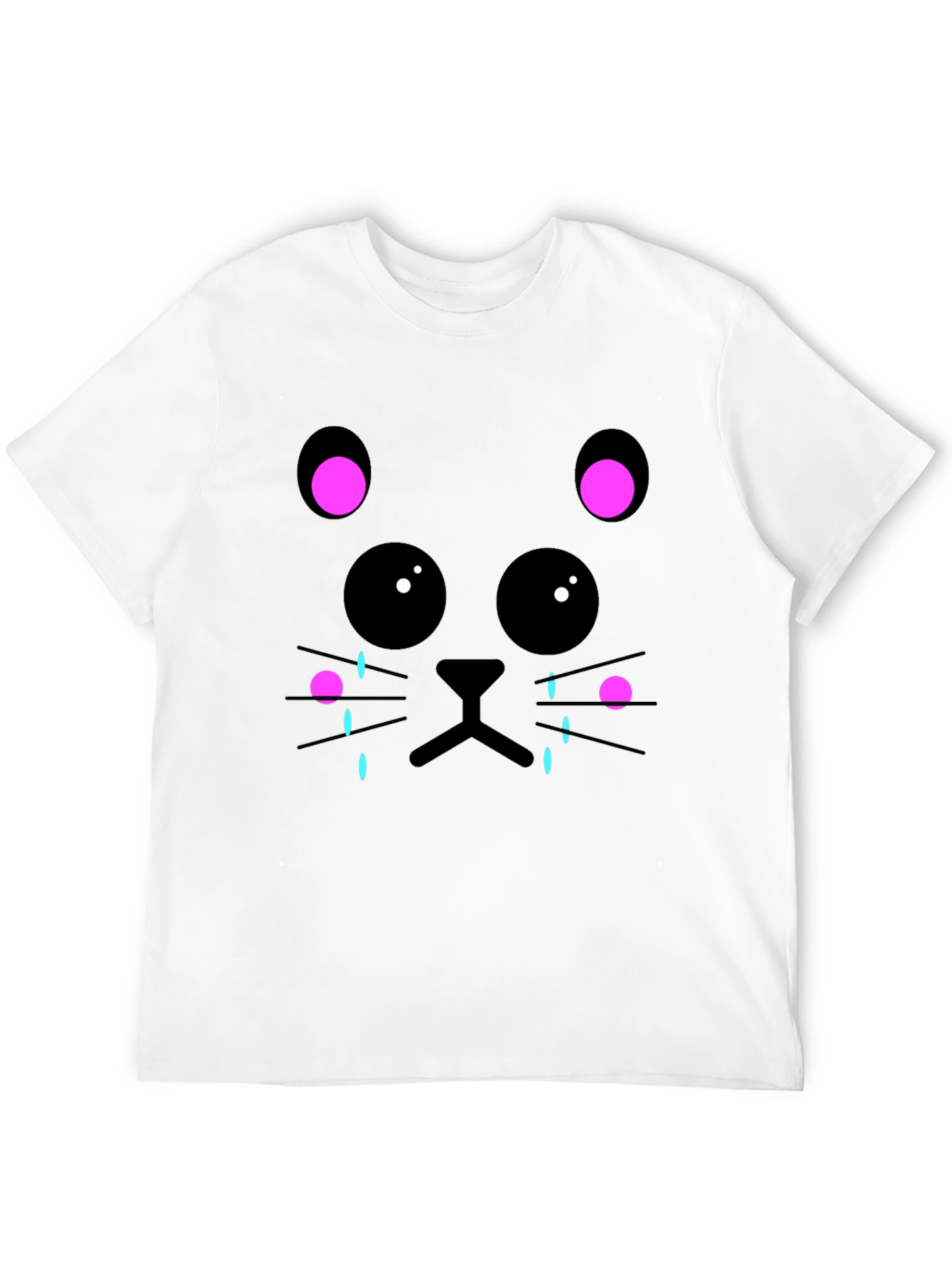 Black Crying Cat Graphic Tee - Unisex Black T-Shirt view 12