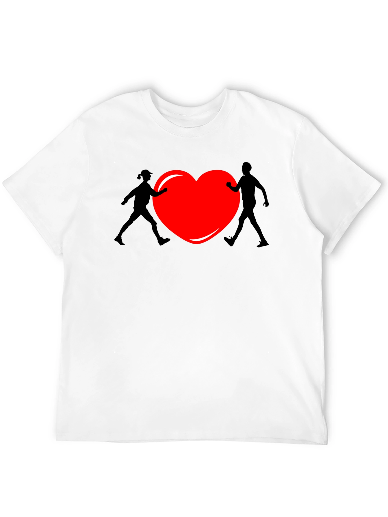 Black Heart Couple Graphic Tee - Unisex Black T-Shirt view 12