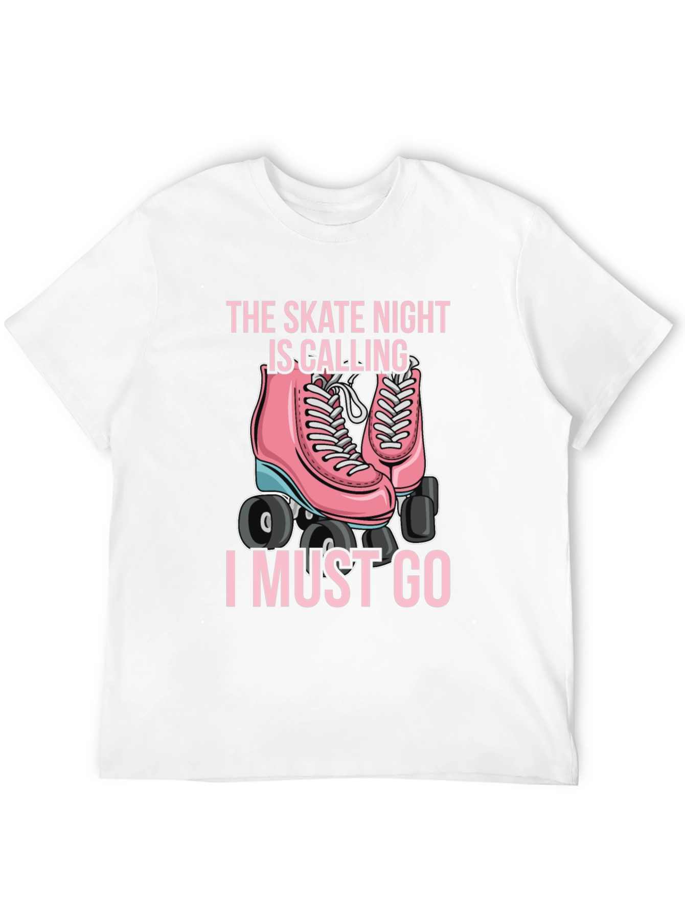 Black Skate Night Calling T-Shirt - Pink Roller Skate Graphic view 12