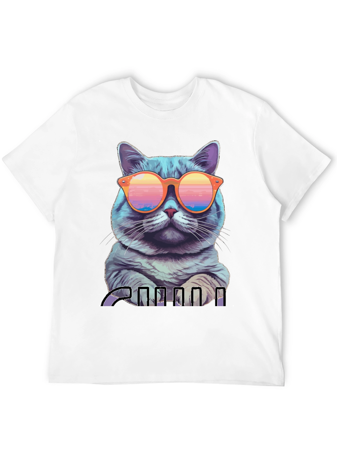 Cool Cat Graphic T-Shirt - Retro Sunglasses Design - 12