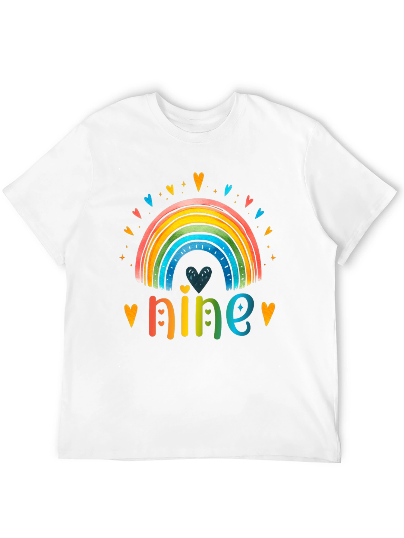 Black Rainbow Number Nine Birthday T-Shirt view 12