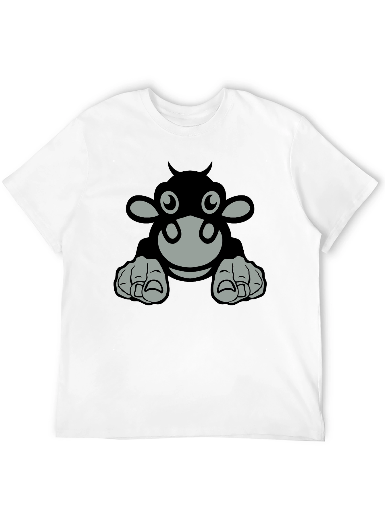 Black Cartoon Cow Graphic Tee - Black T-Shirt view 12