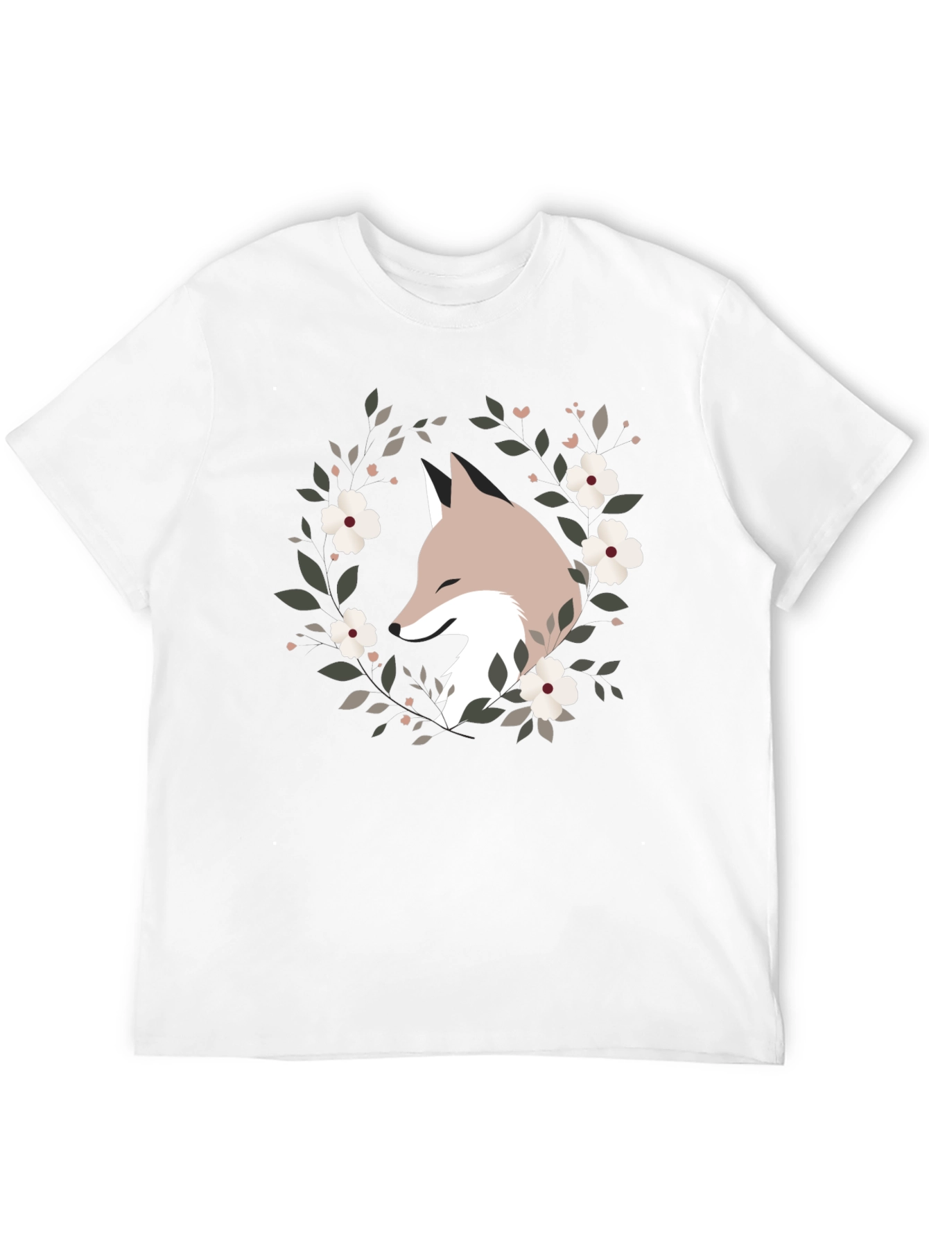 Black Fox Floral Wreath Graphic Tee - Black view 12