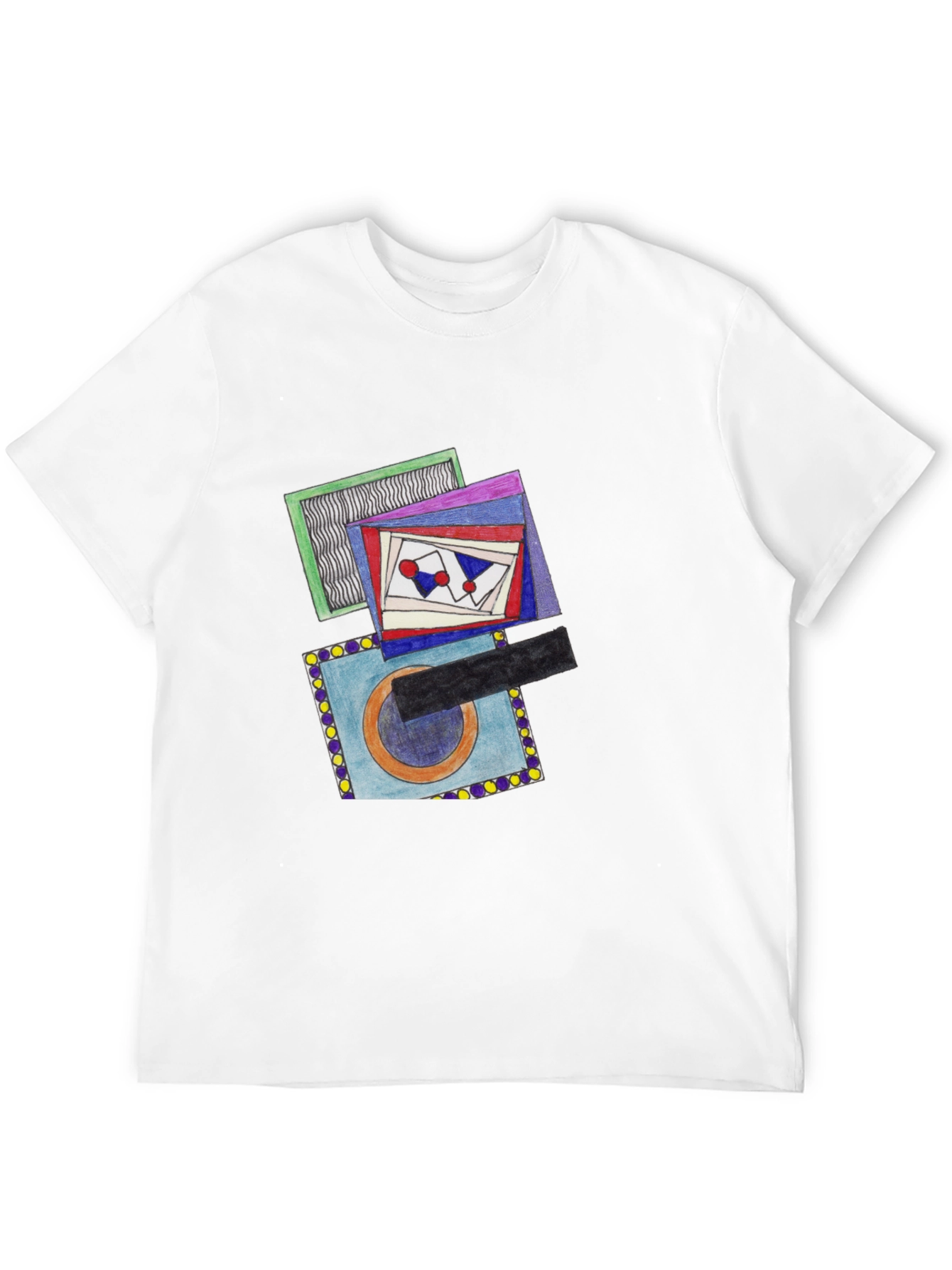 Black Abstract Design Graphic Print Crew Neck T-Shirt view 12